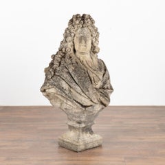 Carved Limestone Bust of Louis XIV, Denmark circa 1920-40