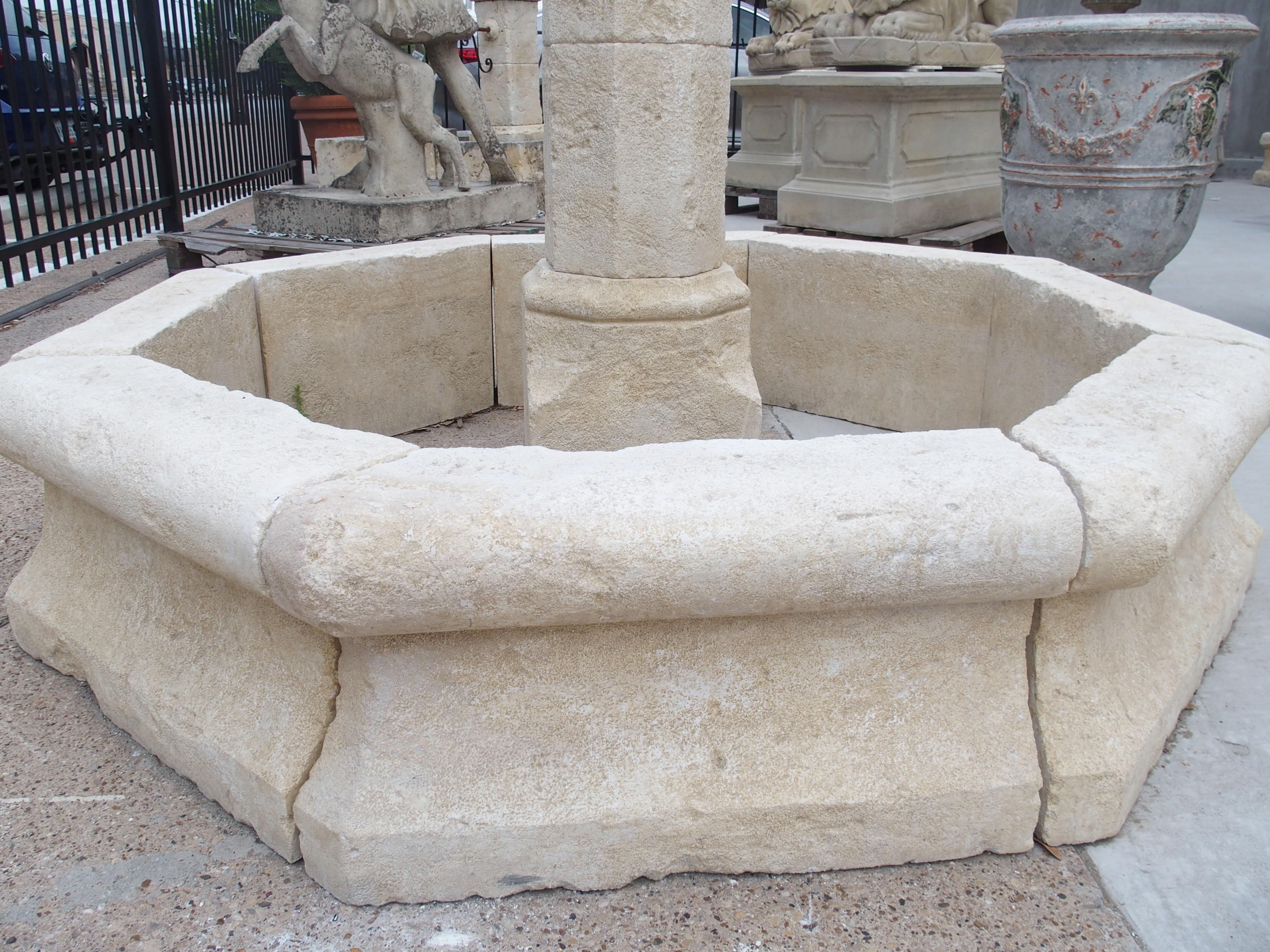 Carved Limestone Center Village Fountain from Provence, France 5