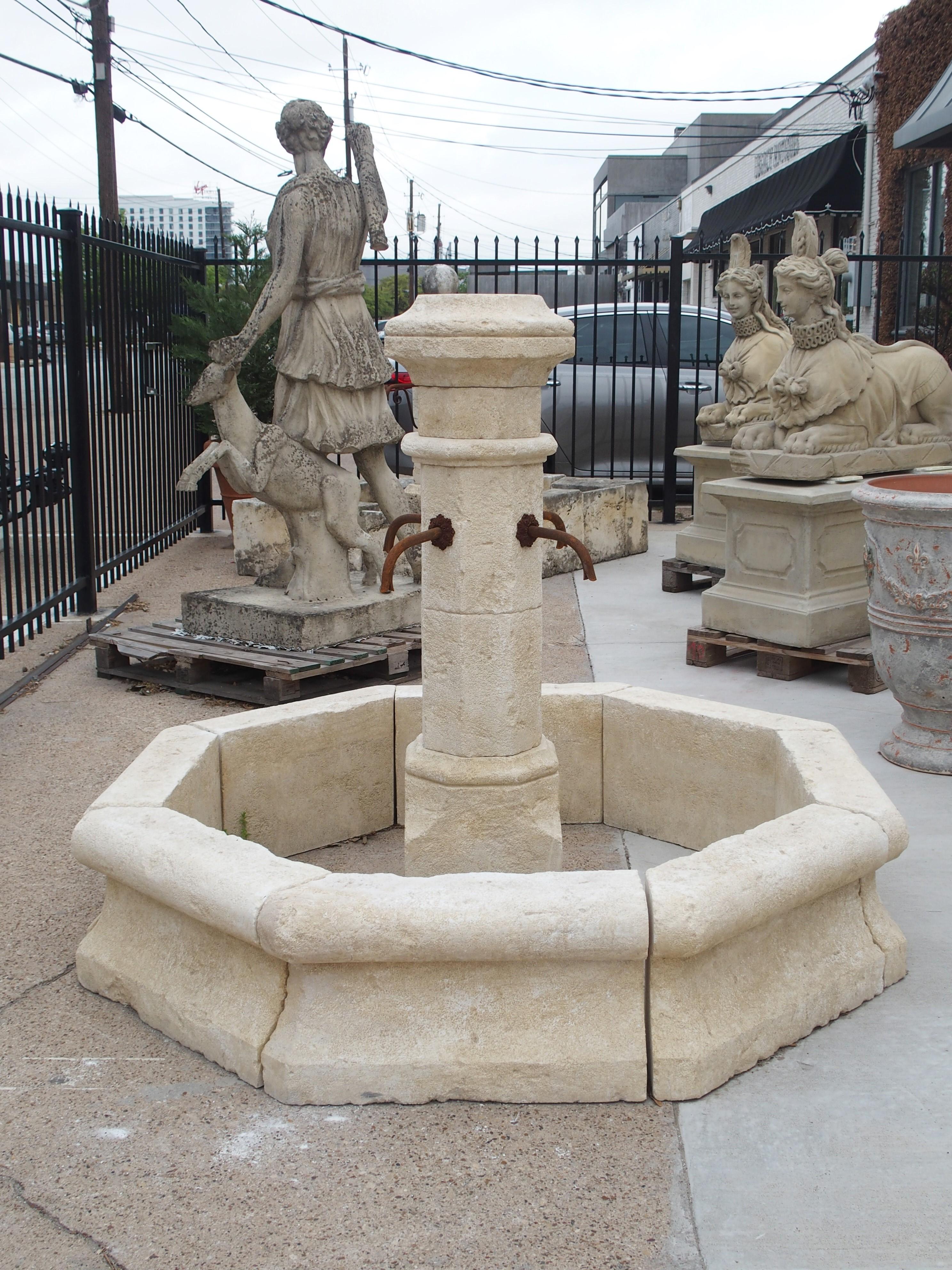 Carved Limestone Center Village Fountain from Provence, France 9