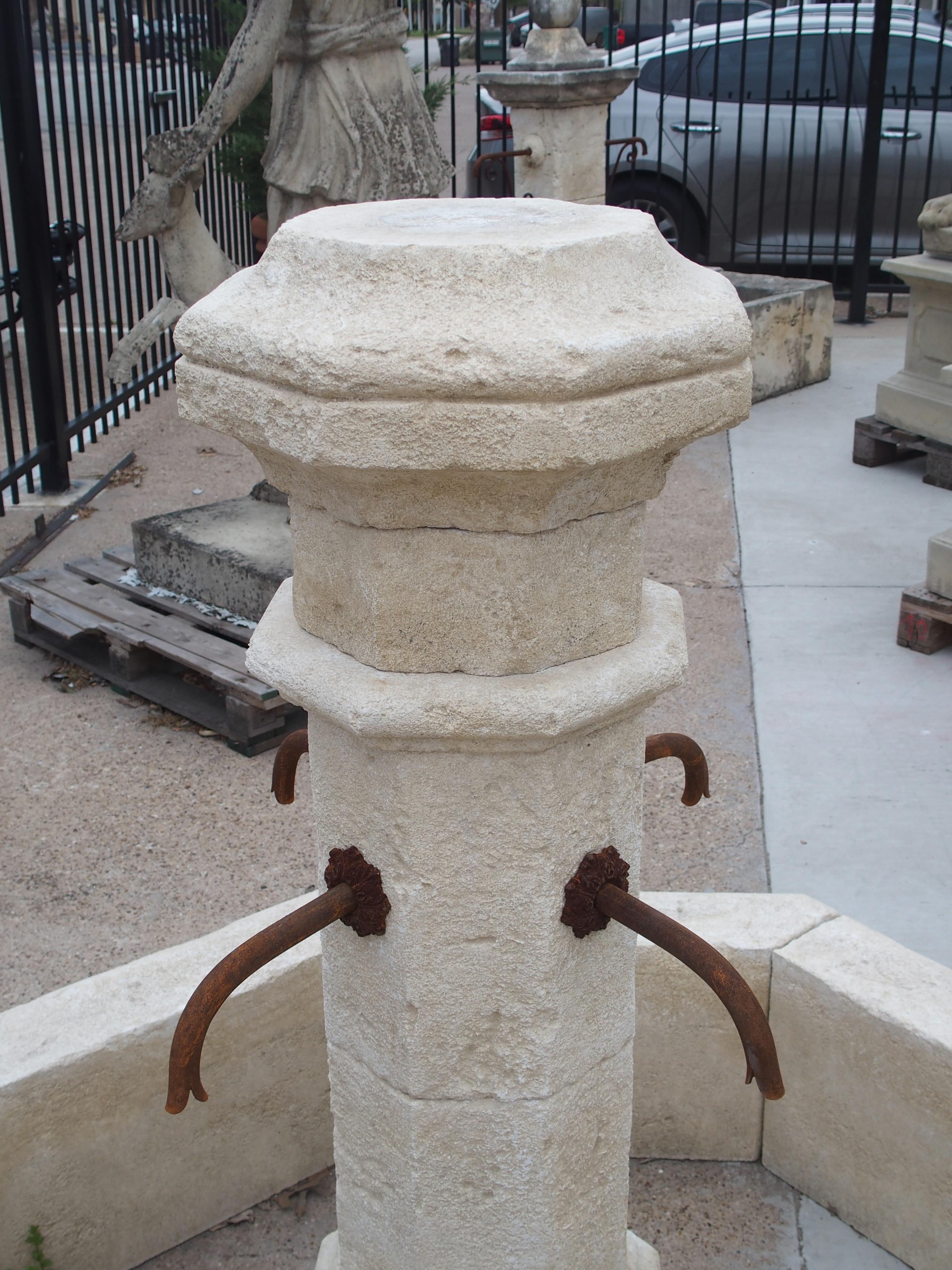 Carved Limestone Center Village Fountain from Provence, France 10