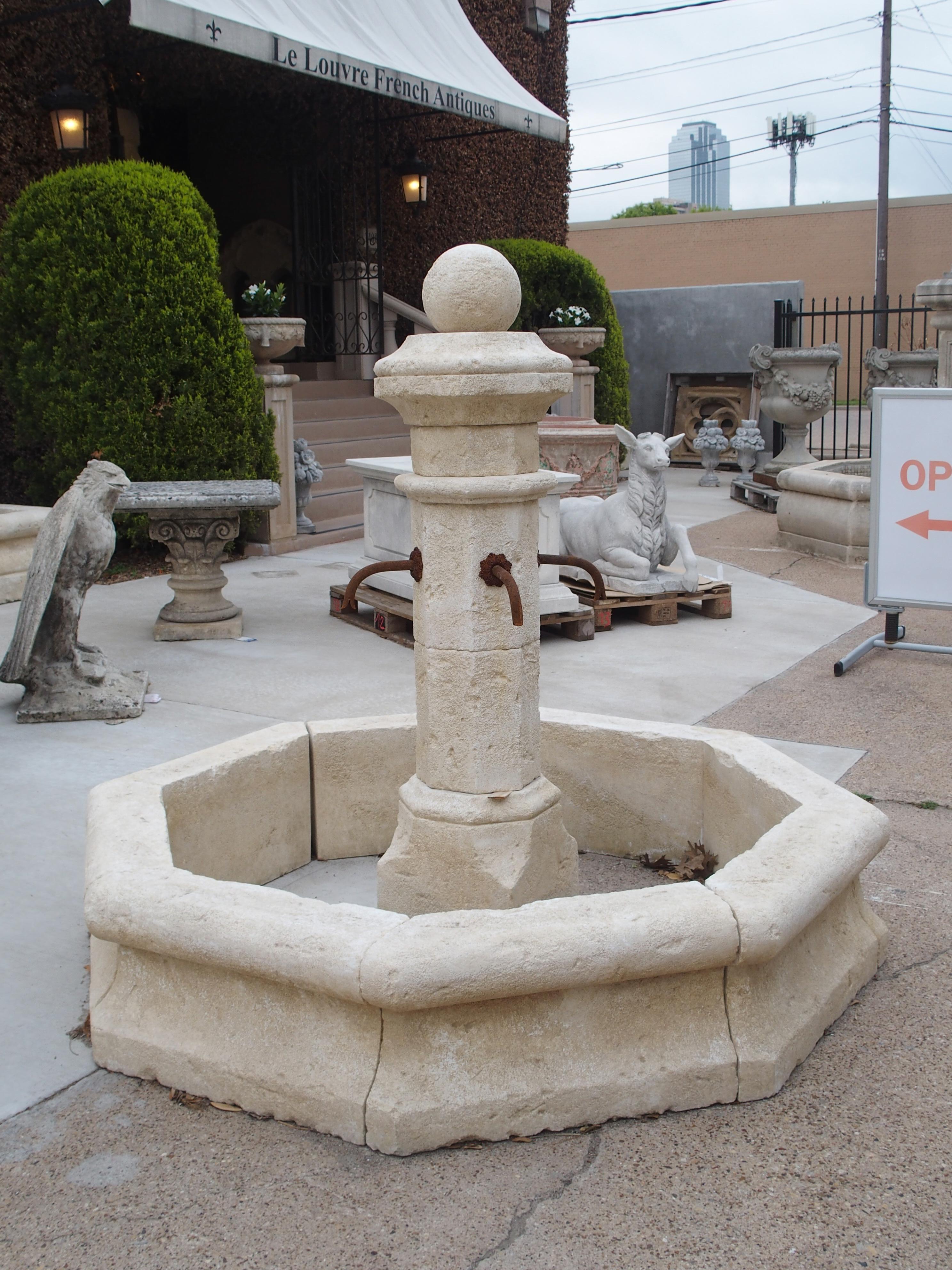 Carved Limestone Center Village Fountain from Provence, France 11