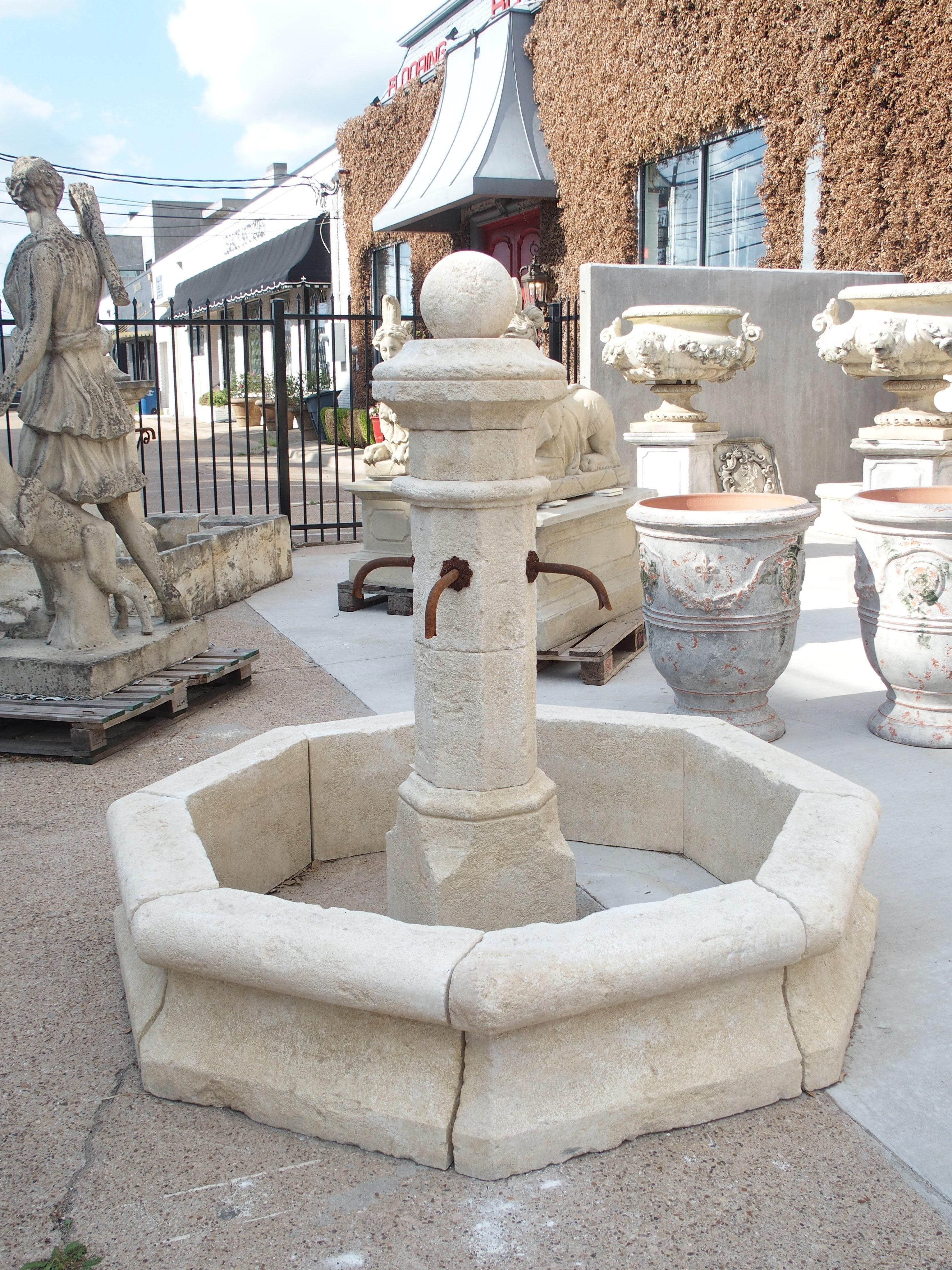French Carved Limestone Center Village Fountain from Provence, France