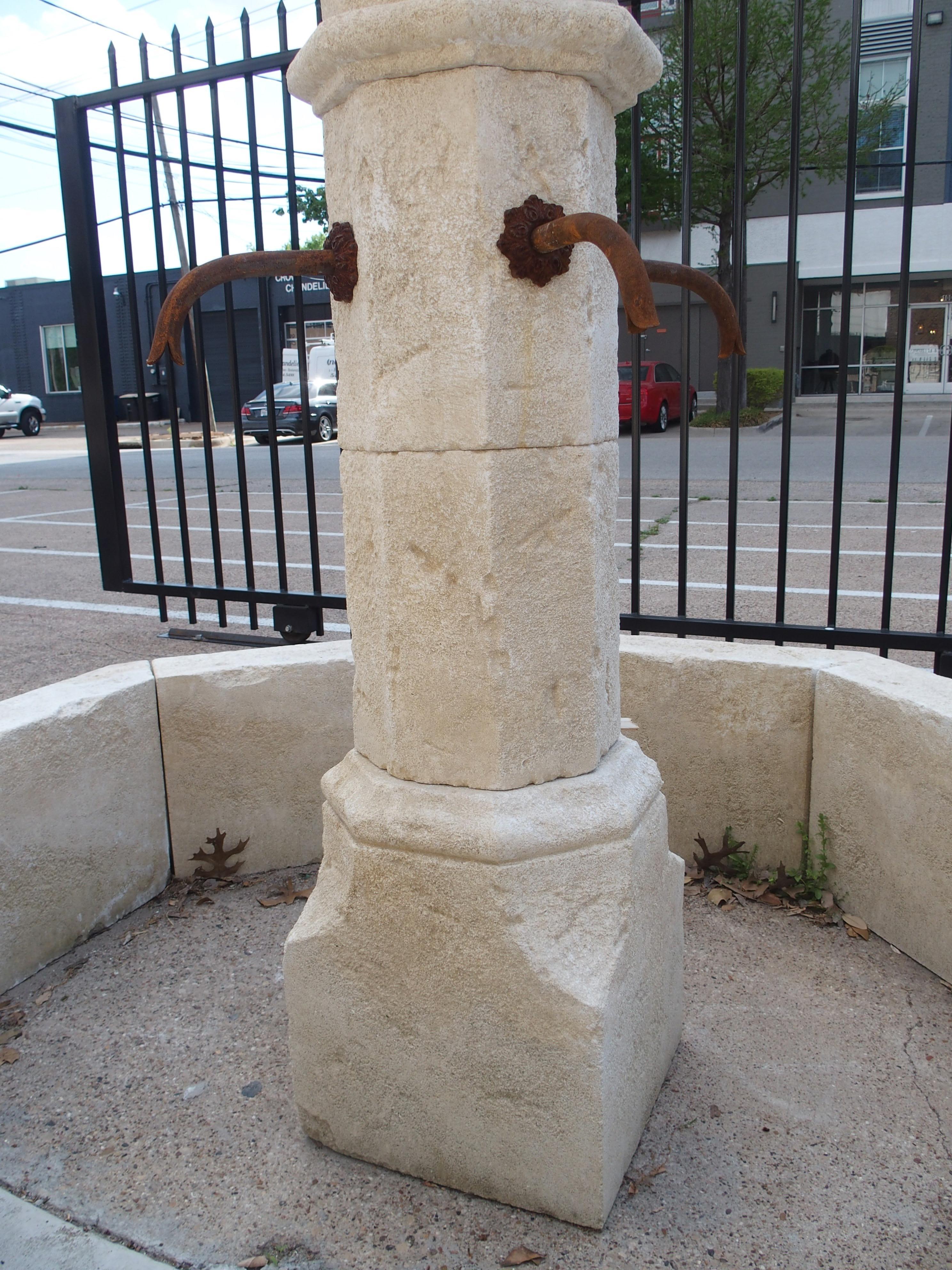 Carved Limestone Center Village Fountain from Provence, France 1