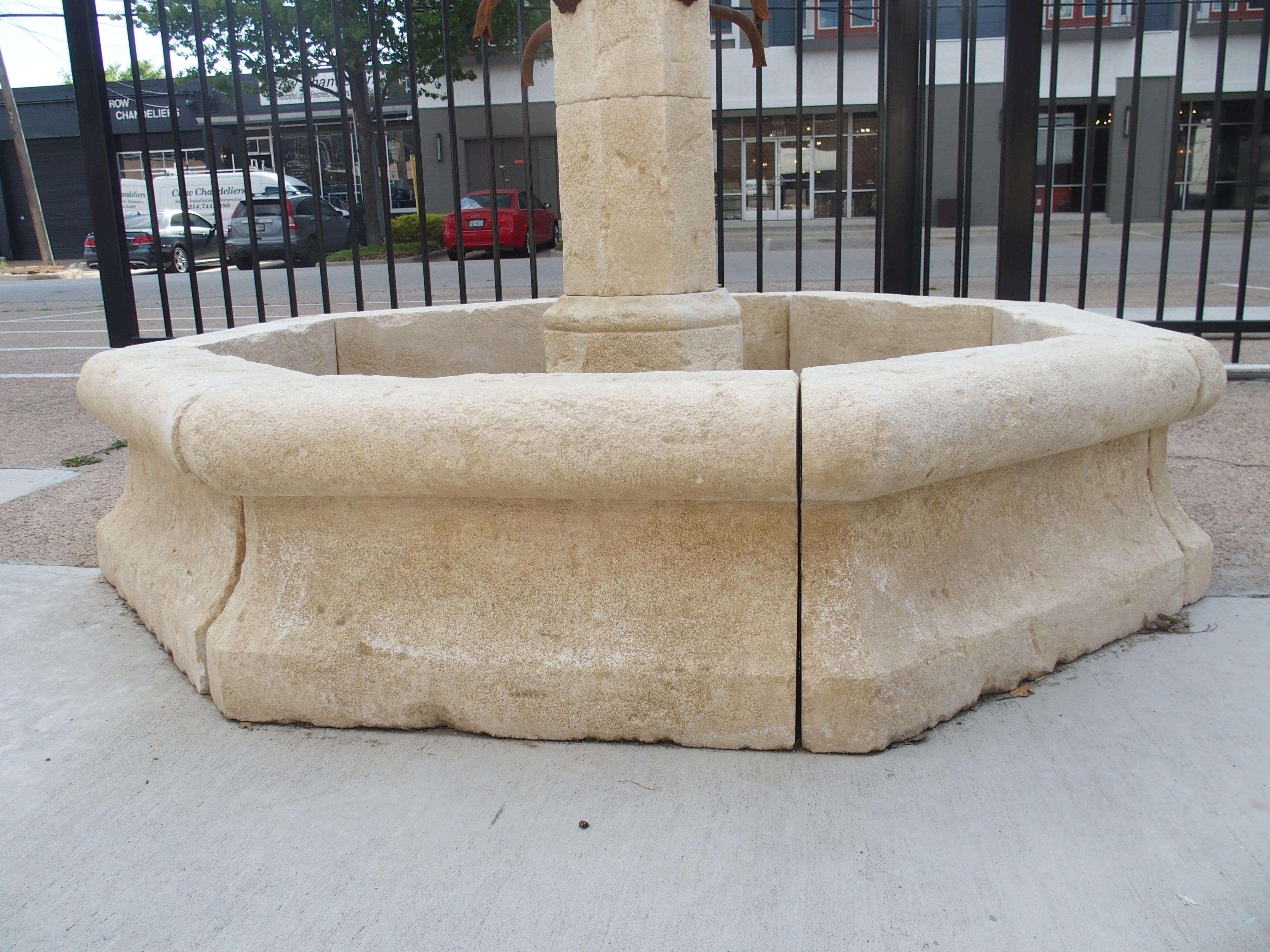 Carved Limestone Center Village Fountain from Provence, France 2