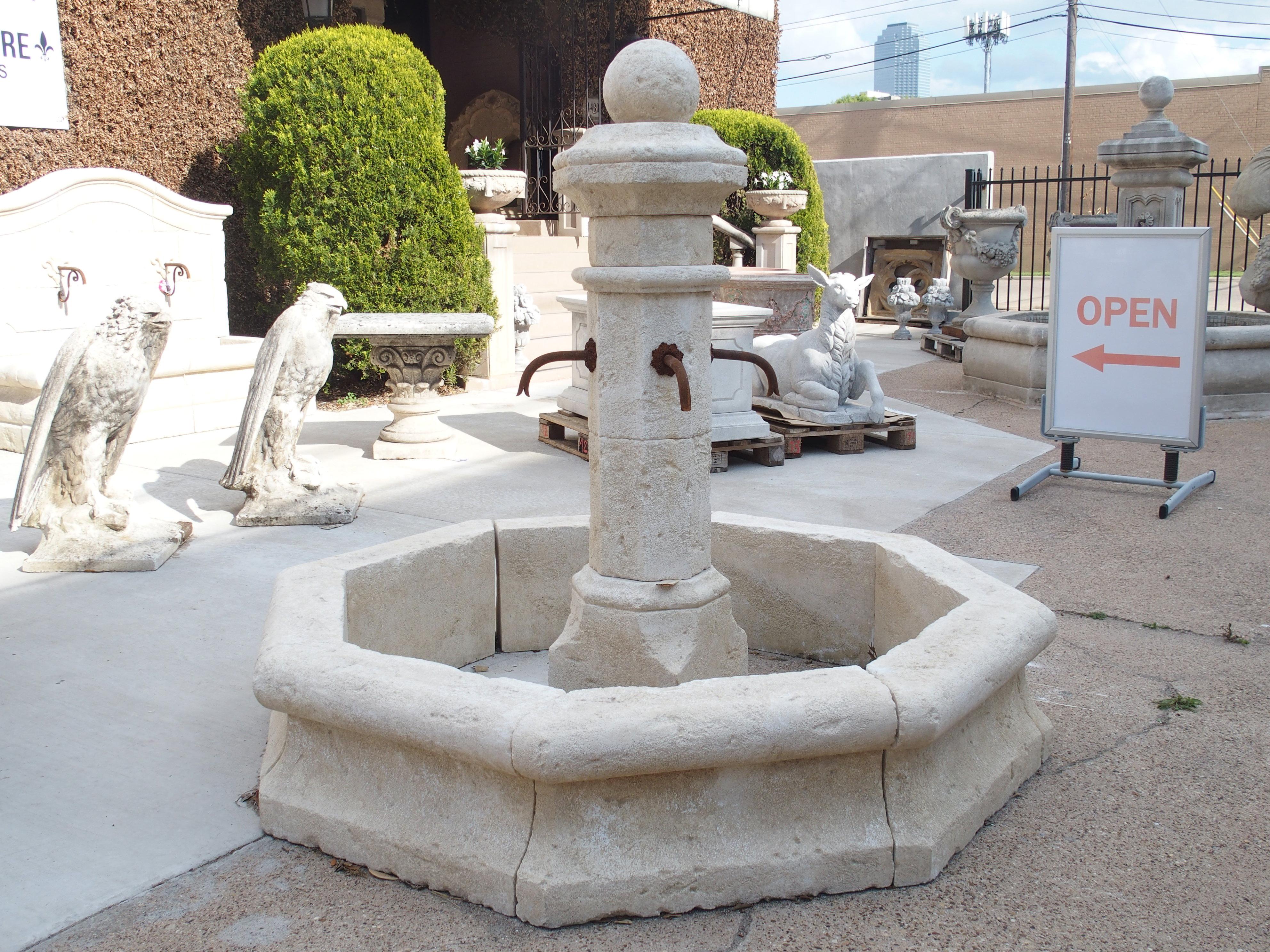 Carved Limestone Center Village Fountain from Provence, France 3