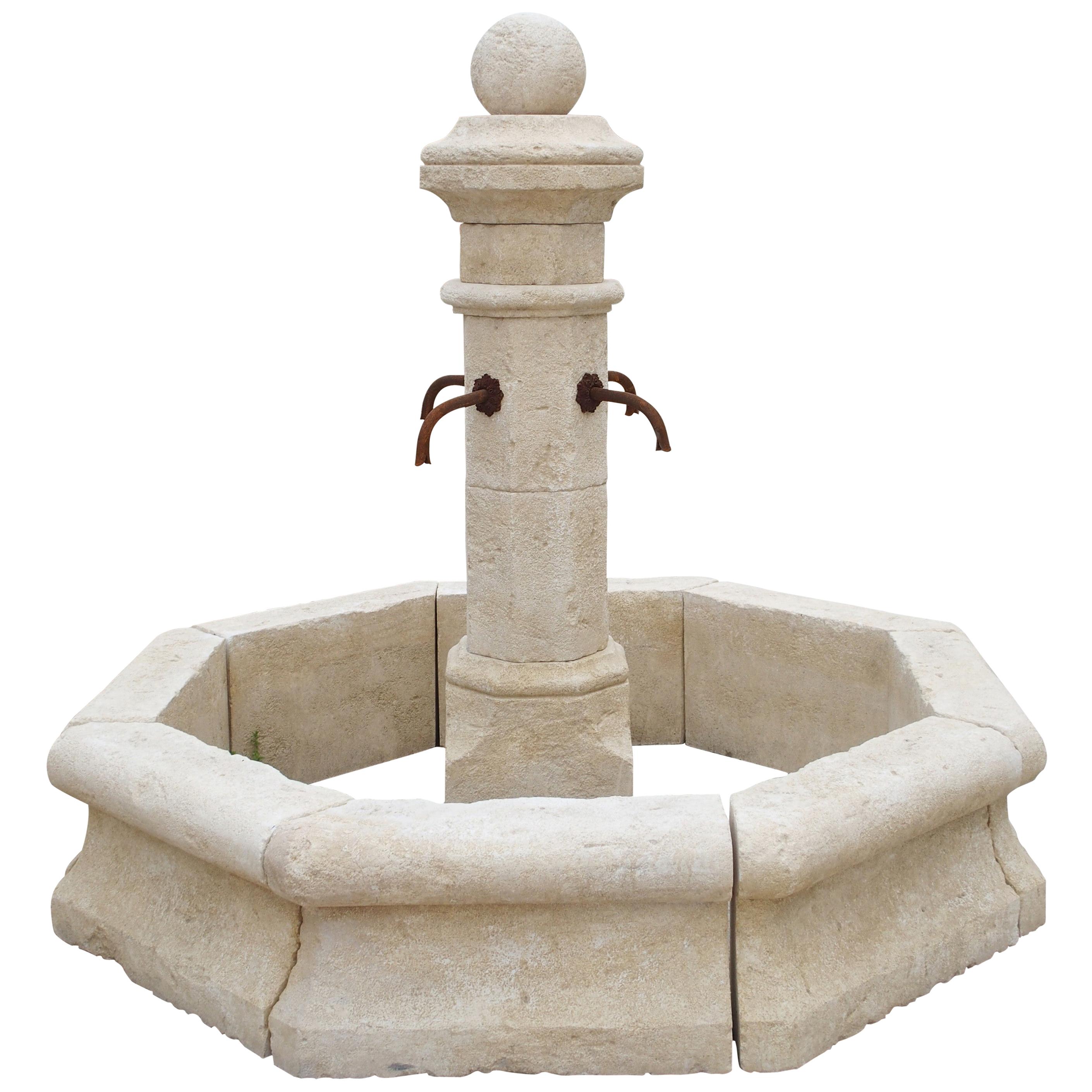 Carved Limestone Center Village Fountain from Provence, France