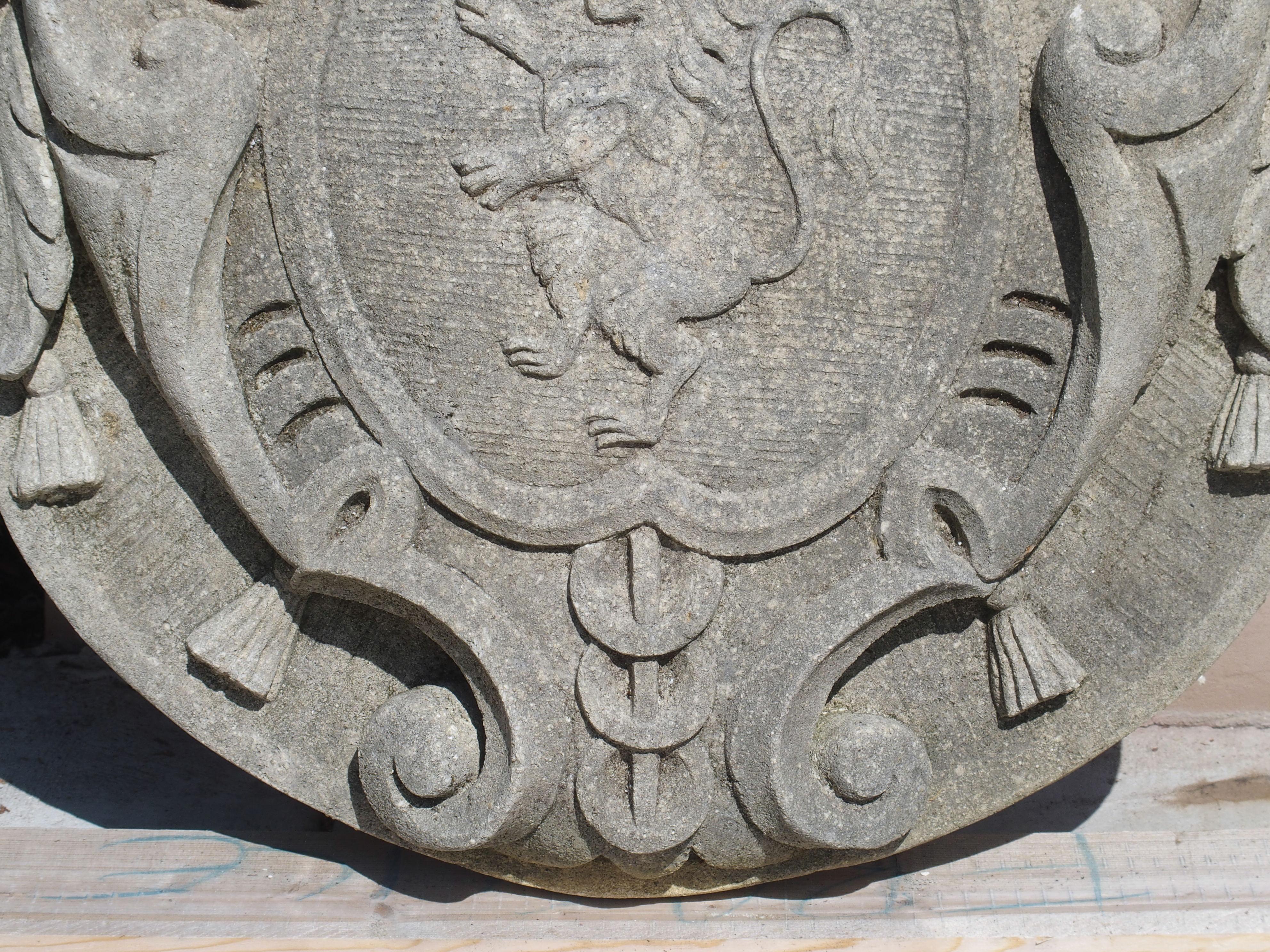 Italian Carved Limestone Coat of Arms Plaque from Italy