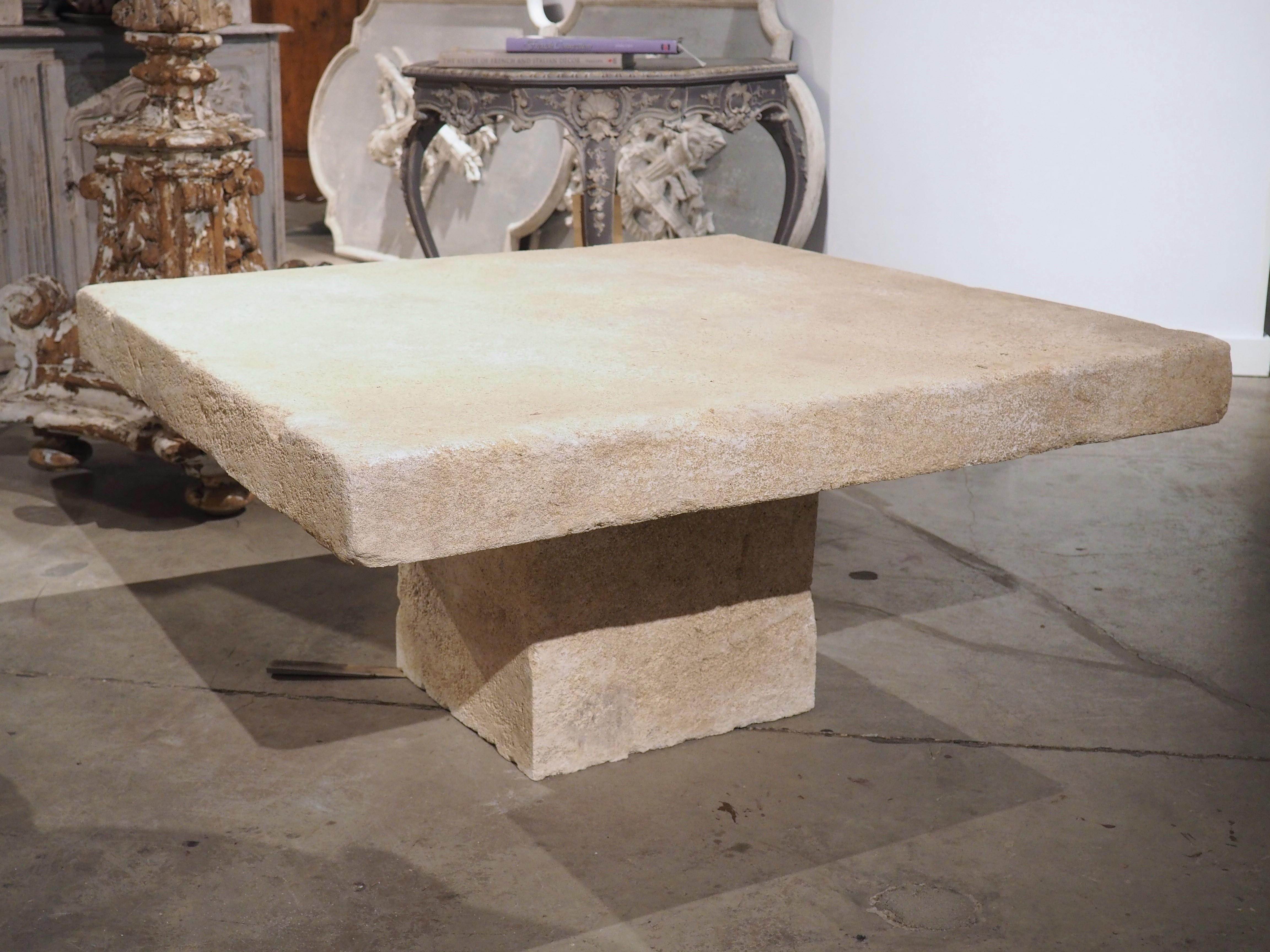 Carved Limestone Coffee Table from Provence, France 1