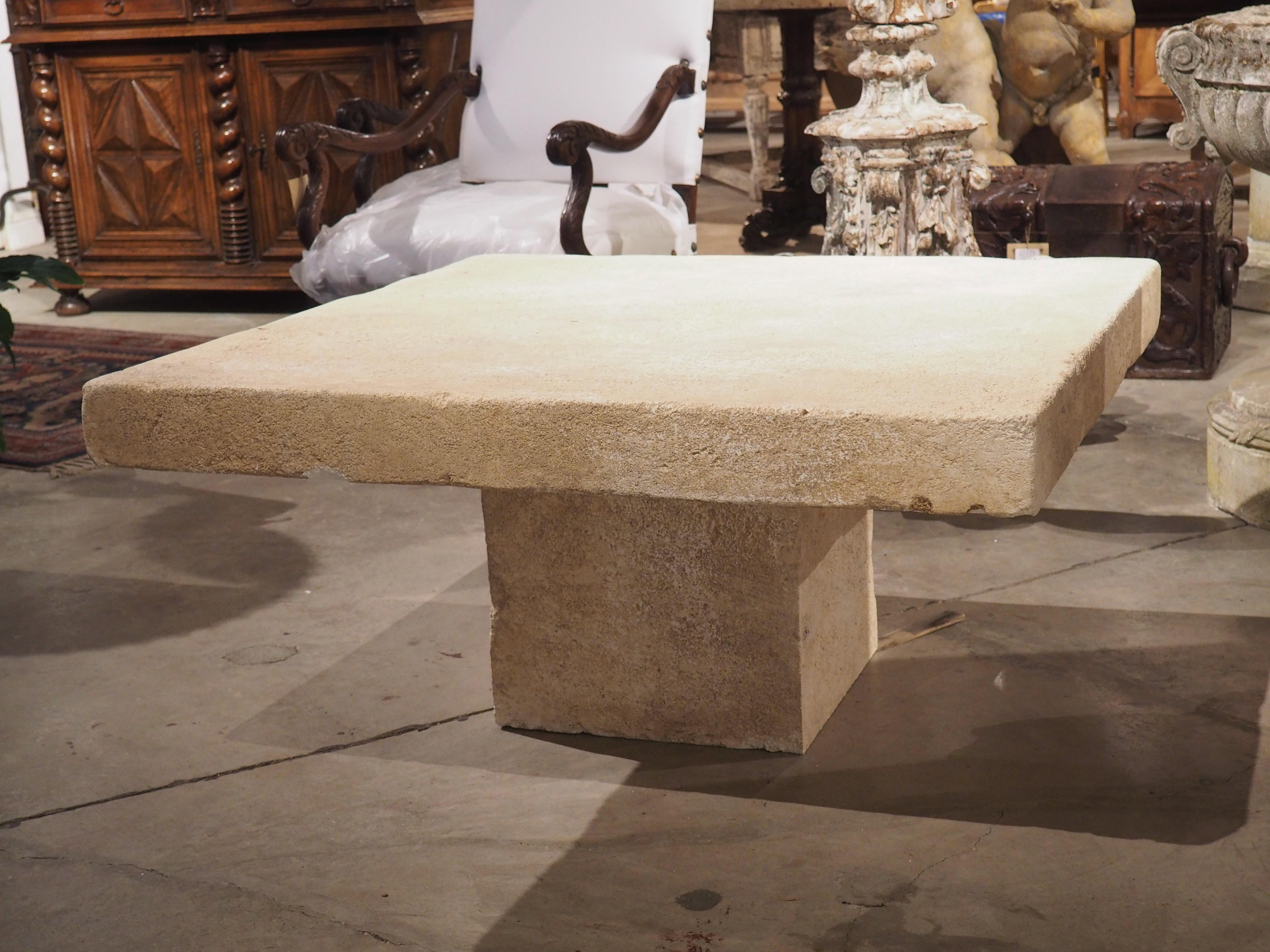Carved Limestone Coffee Table from Provence, France 4