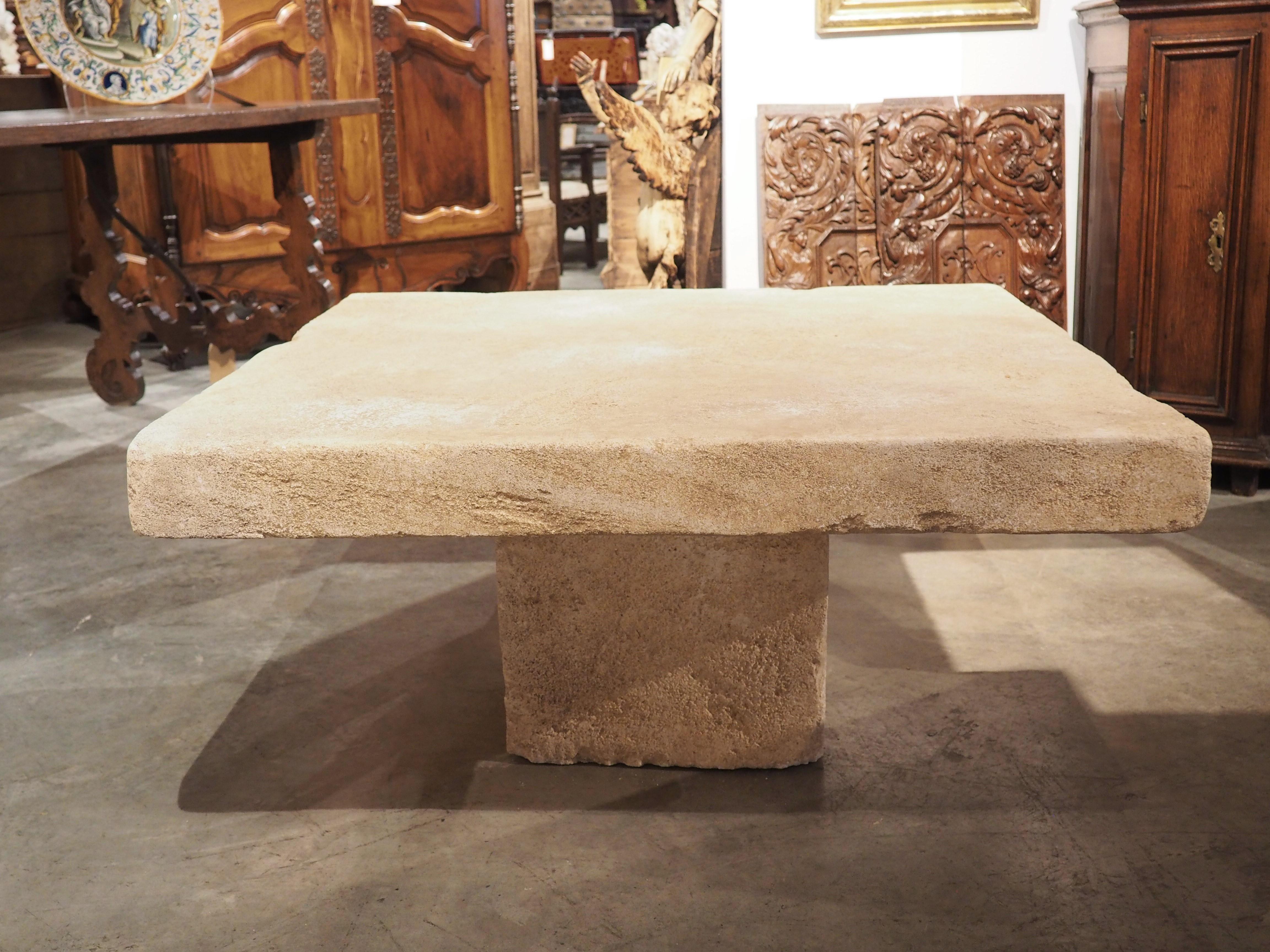 Carved Limestone Coffee Table from Provence, France 10