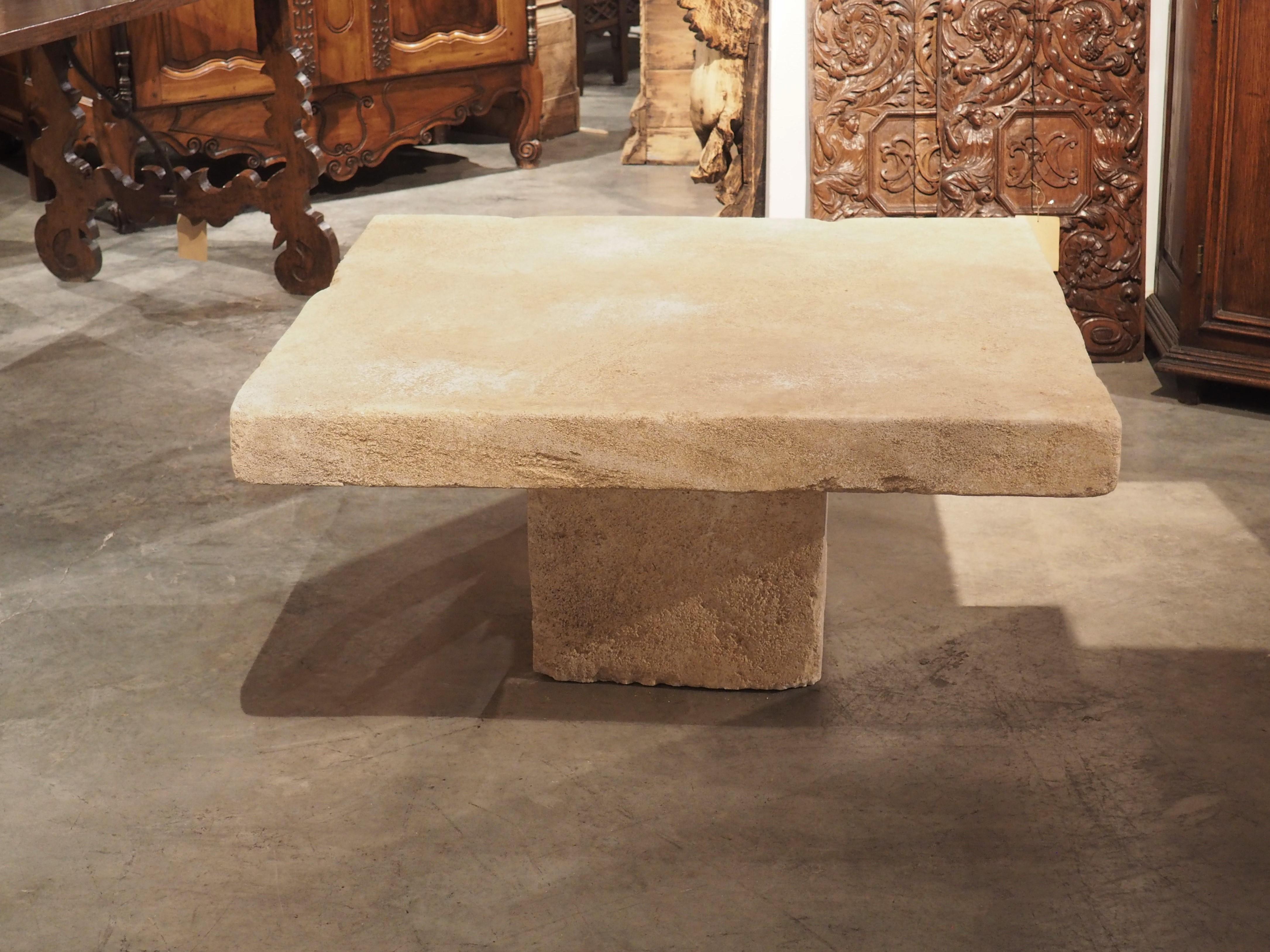 French Carved Limestone Coffee Table from Provence, France