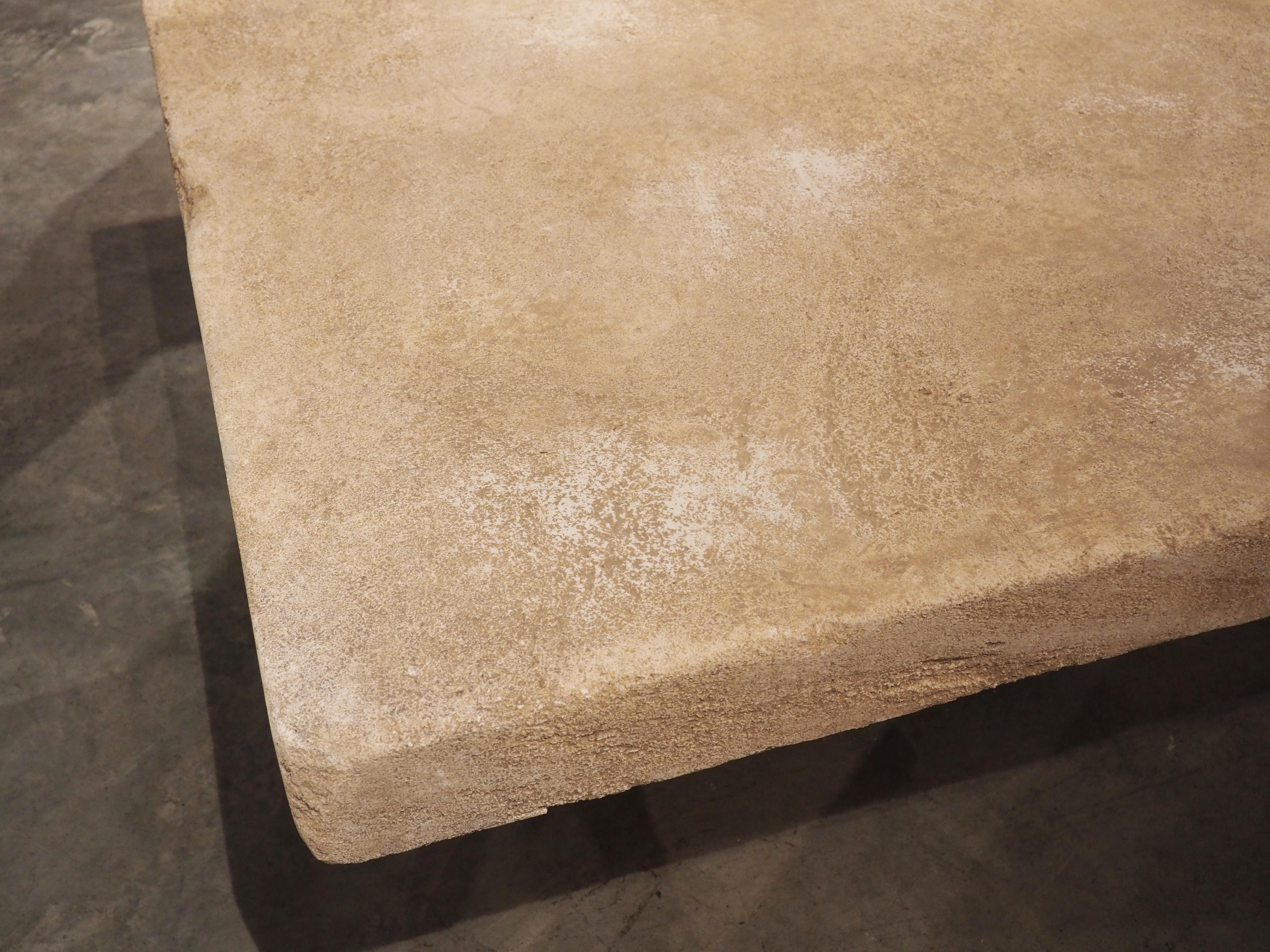 Hand-Carved Carved Limestone Coffee Table from Provence, France