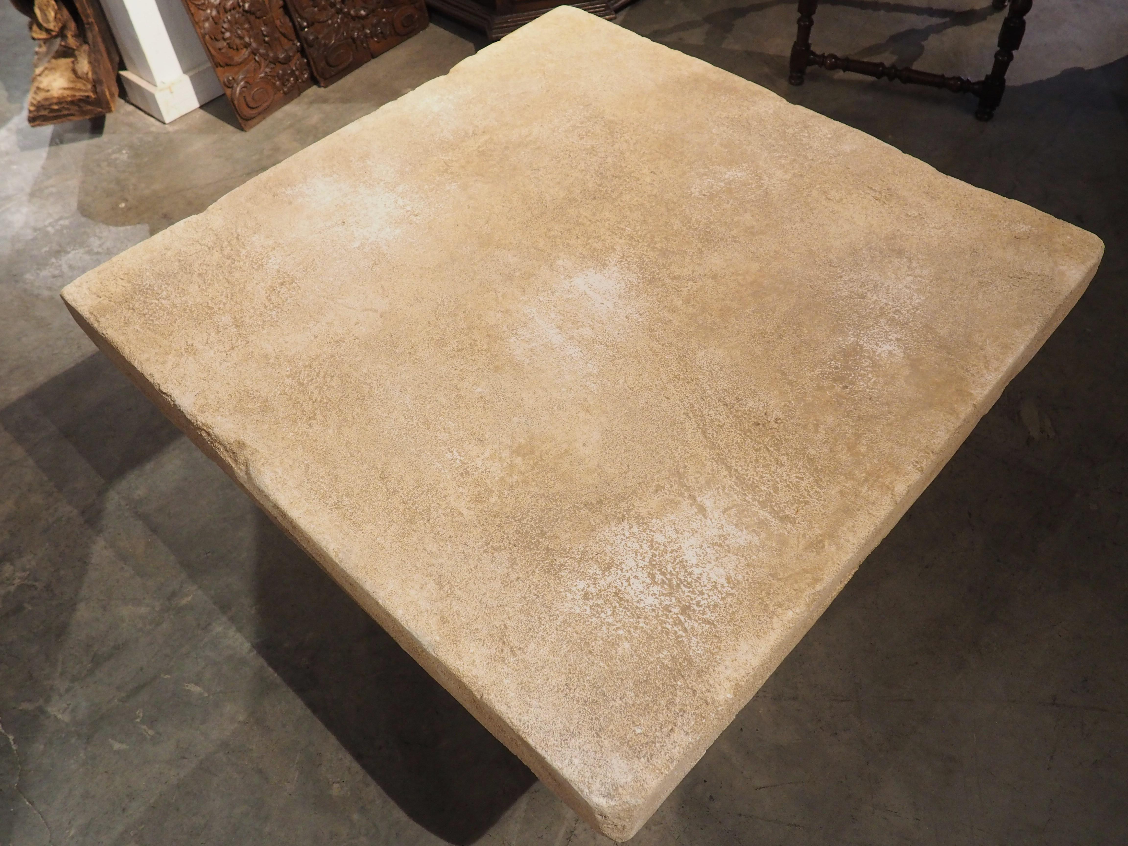 Contemporary Carved Limestone Coffee Table from Provence, France