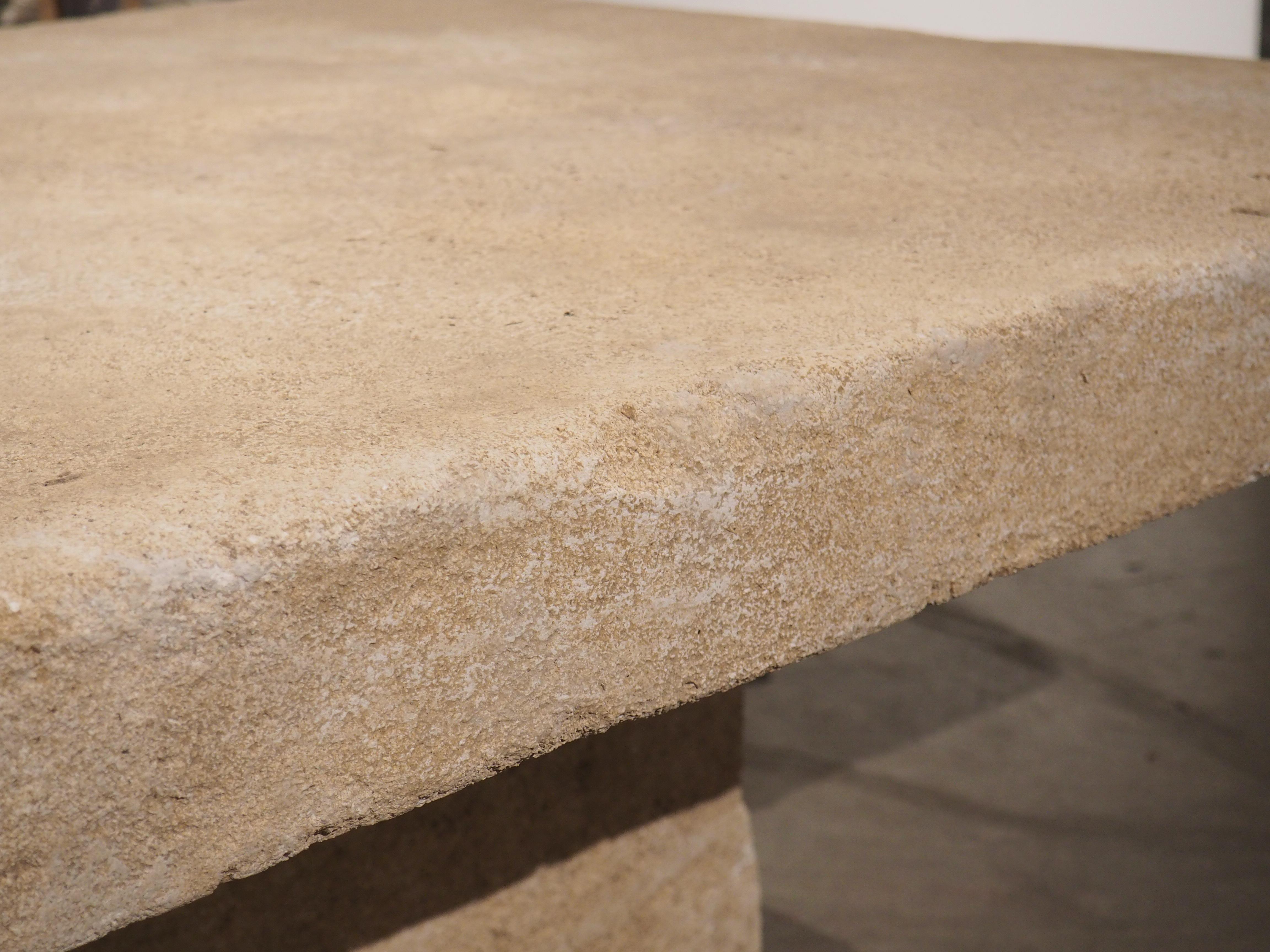 Hand-Carved Carved Limestone Coffee Table from Provence, France