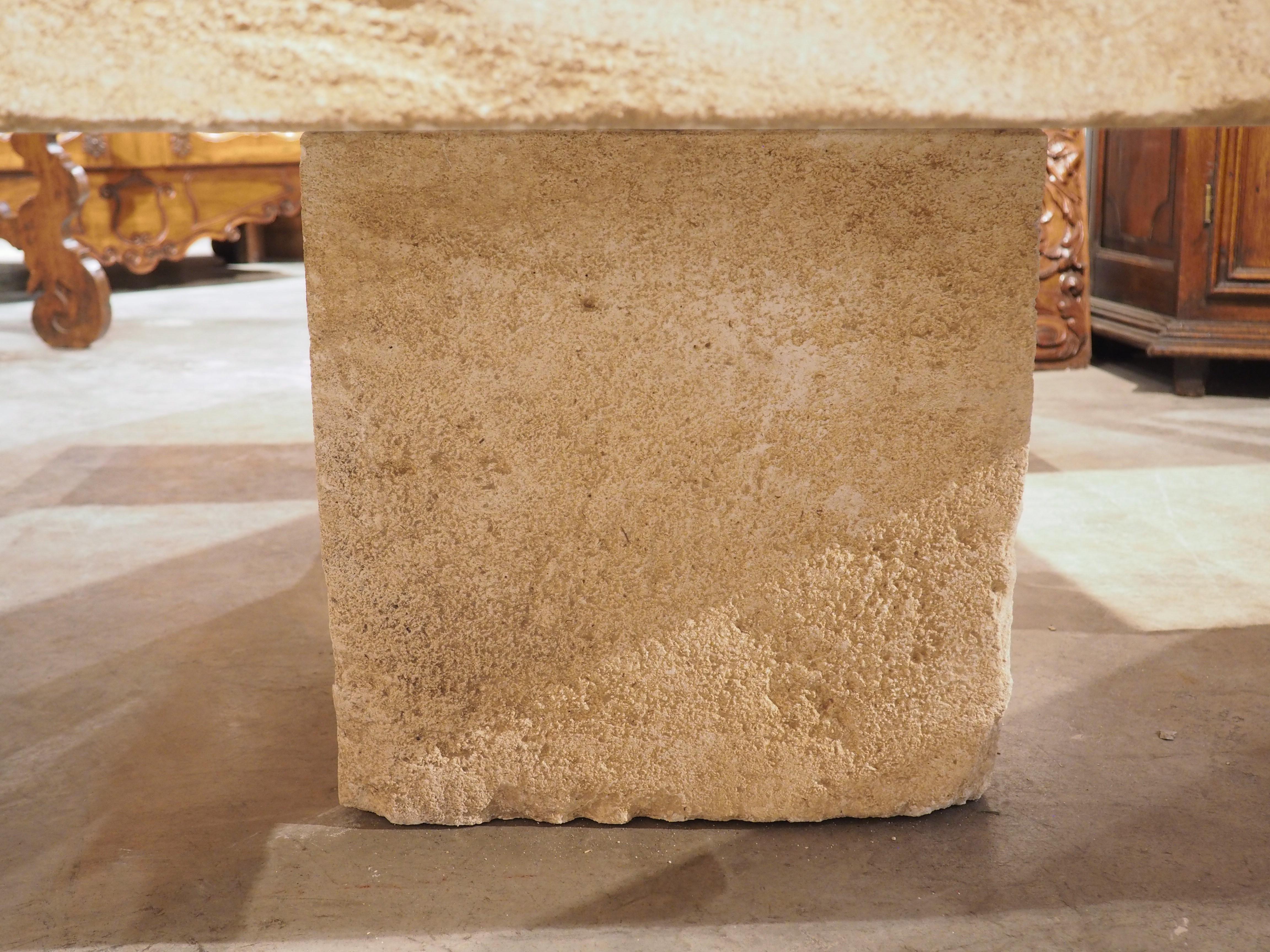 Stone Carved Limestone Coffee Table from Provence, France