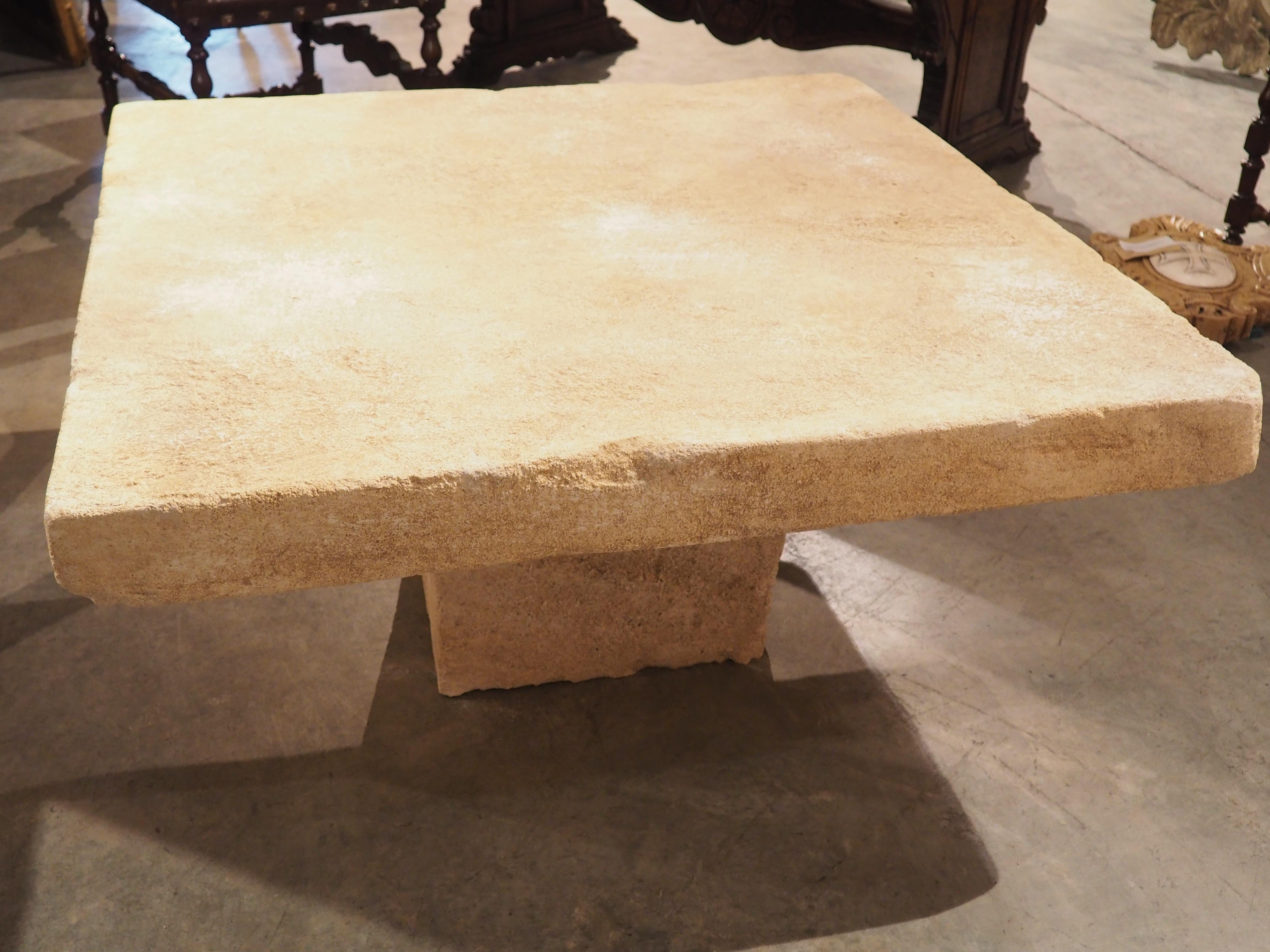Carved Limestone Coffee Table from Provence, France 1