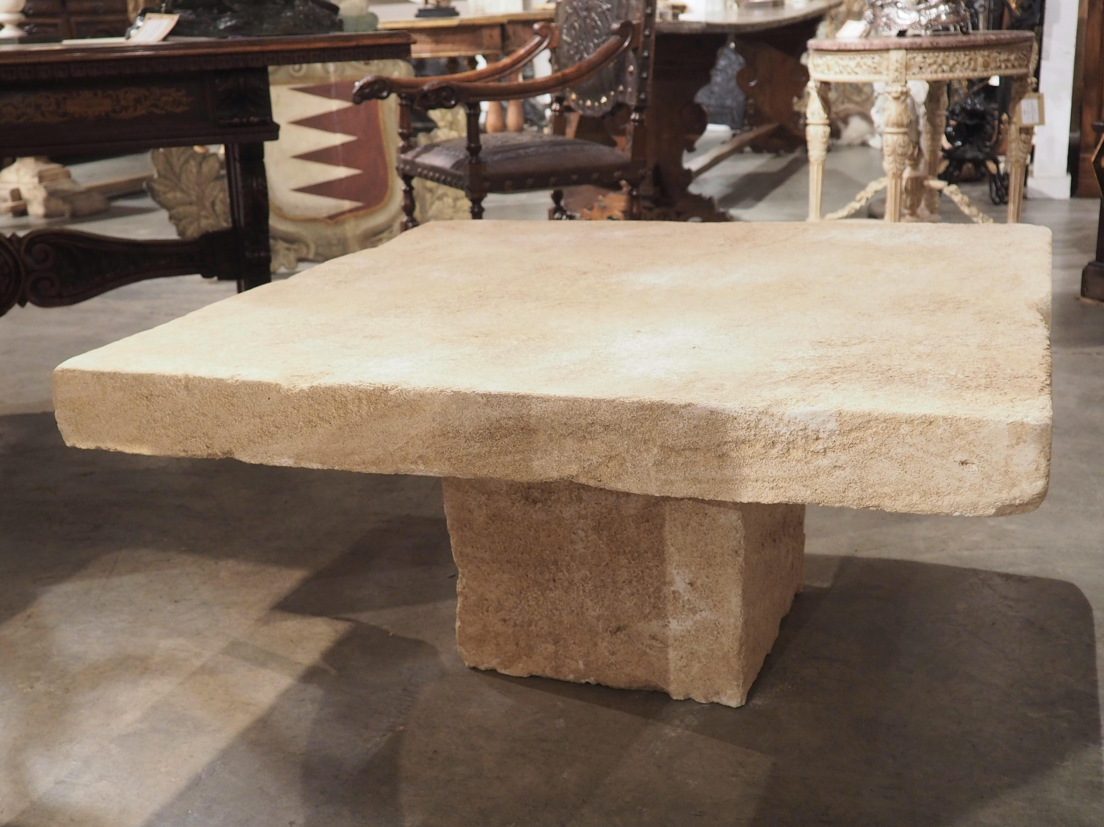Carved Limestone Coffee Table from Provence, France 2