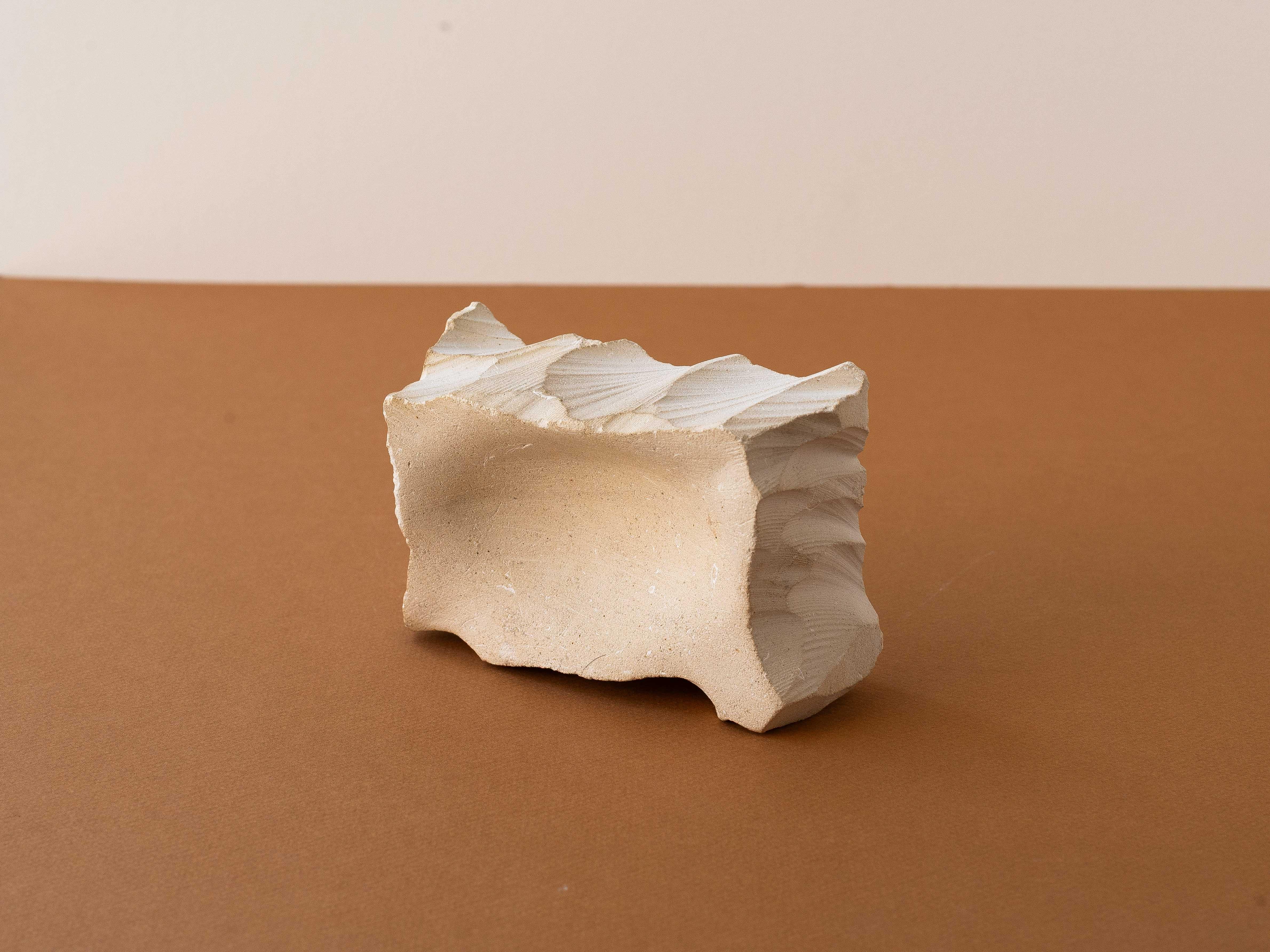 20th Century Carved Limestone Decorative Bowl - Stone Vide Poche - France 1970s For Sale