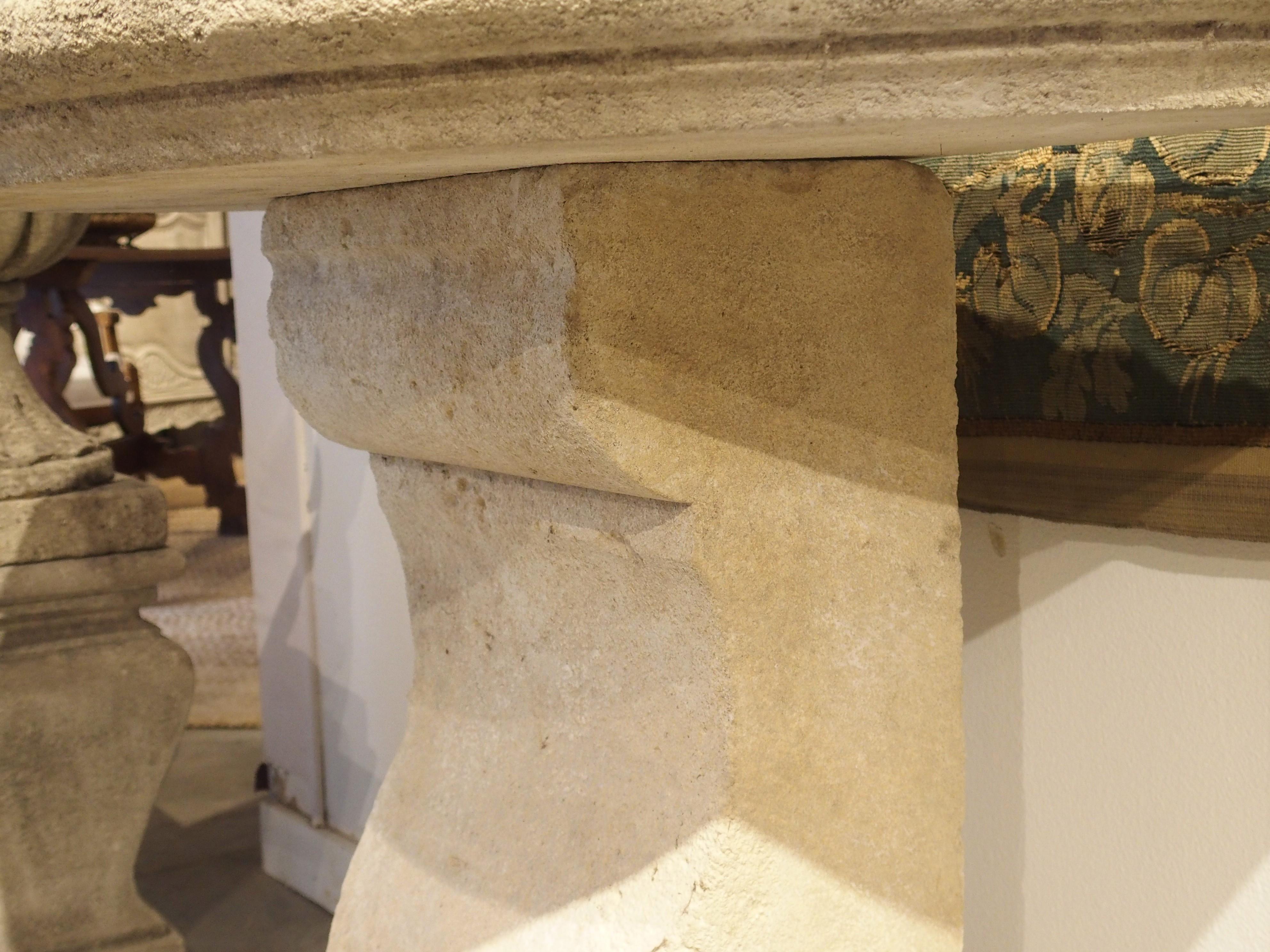 Carved Limestone Demilune Console Table from Provence, France 3
