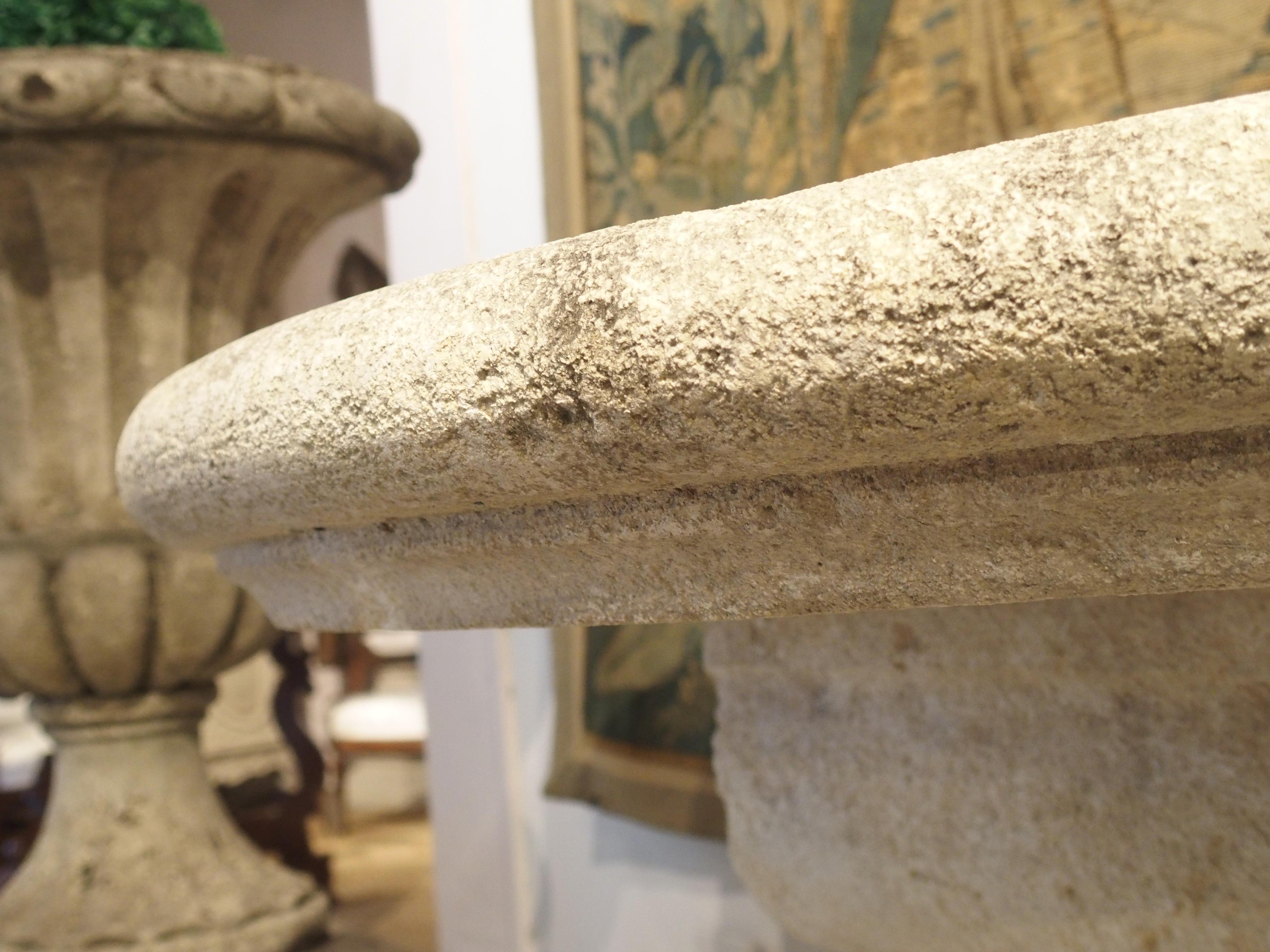 Carved Limestone Demilune Console Table from Provence, France 4