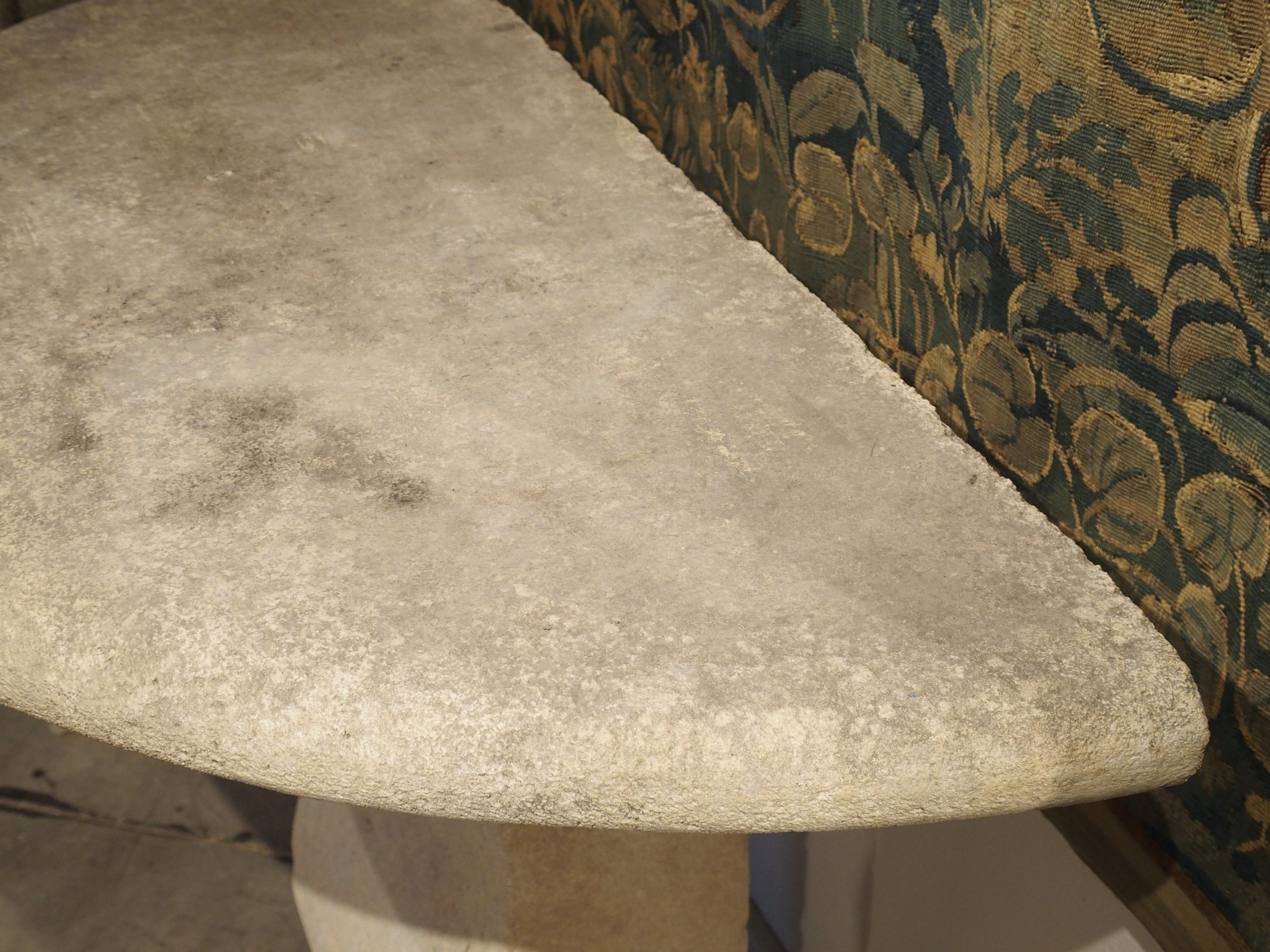 Carved Limestone Demilune Console Table from Provence, France 5