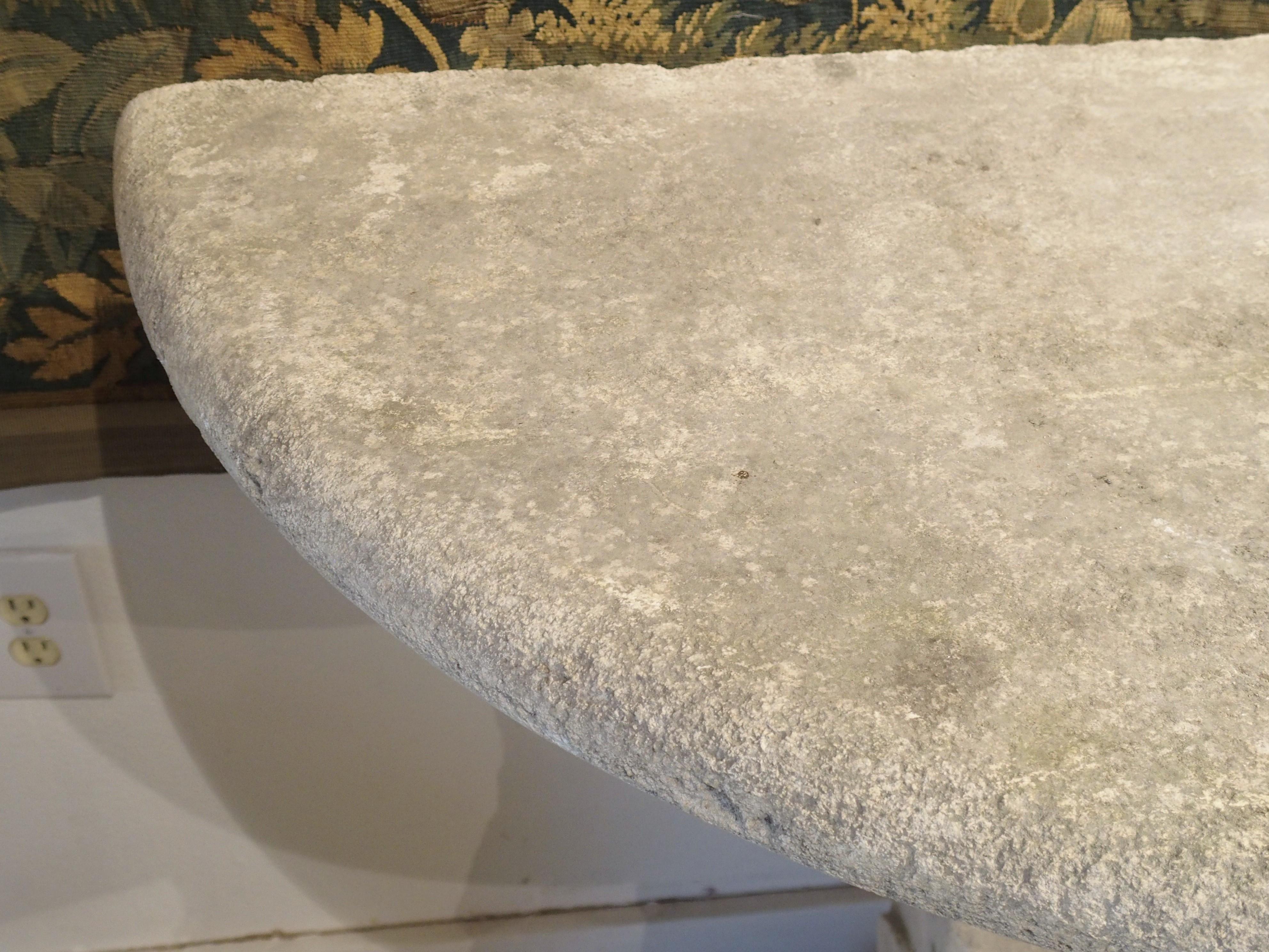 Carved Limestone Demilune Console Table from Provence, France 6