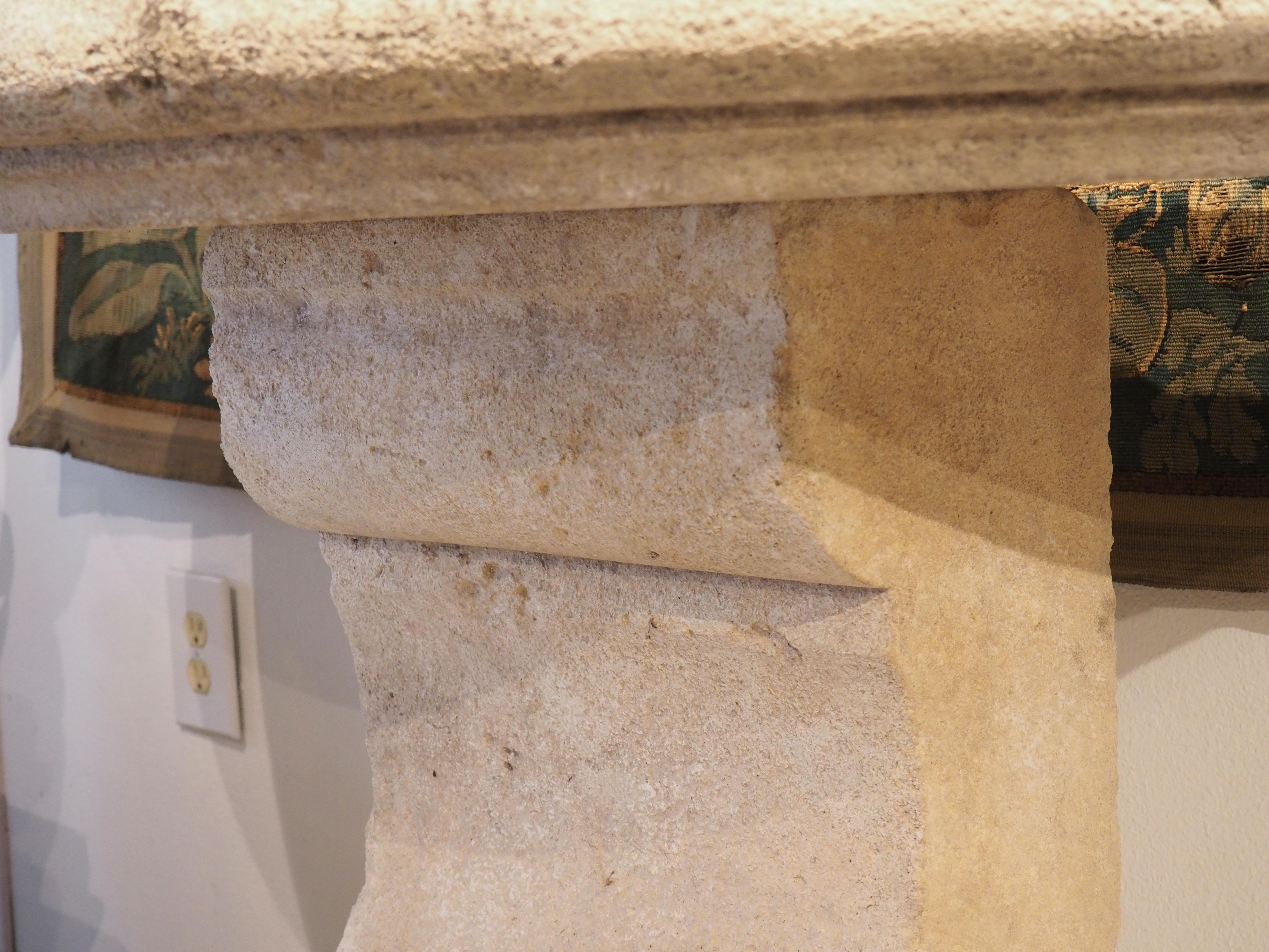 Carved Limestone Demilune Console Table from Provence, France In Good Condition In Dallas, TX