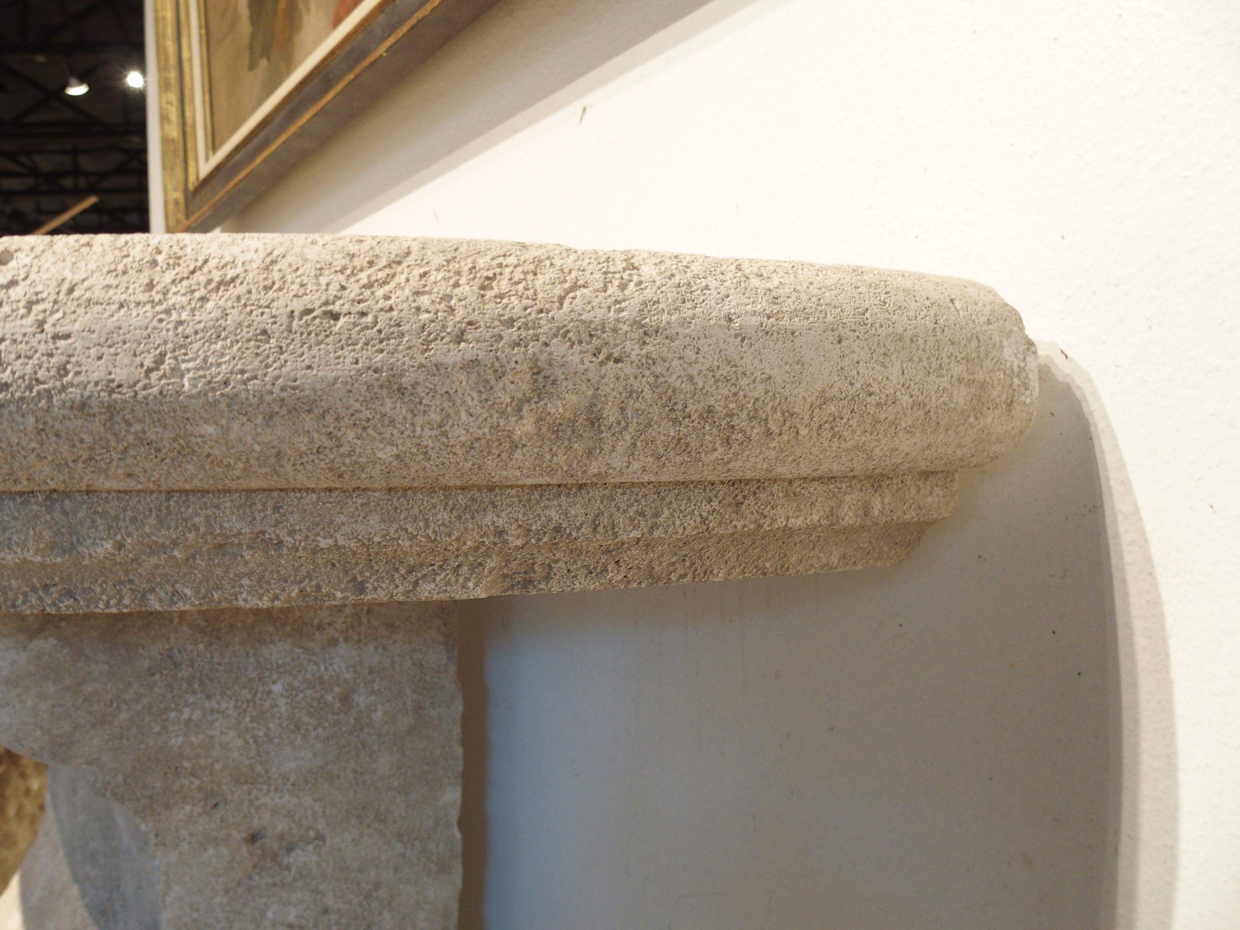 Carved Limestone Demi-Lune Console Table from the South of France For Sale 1