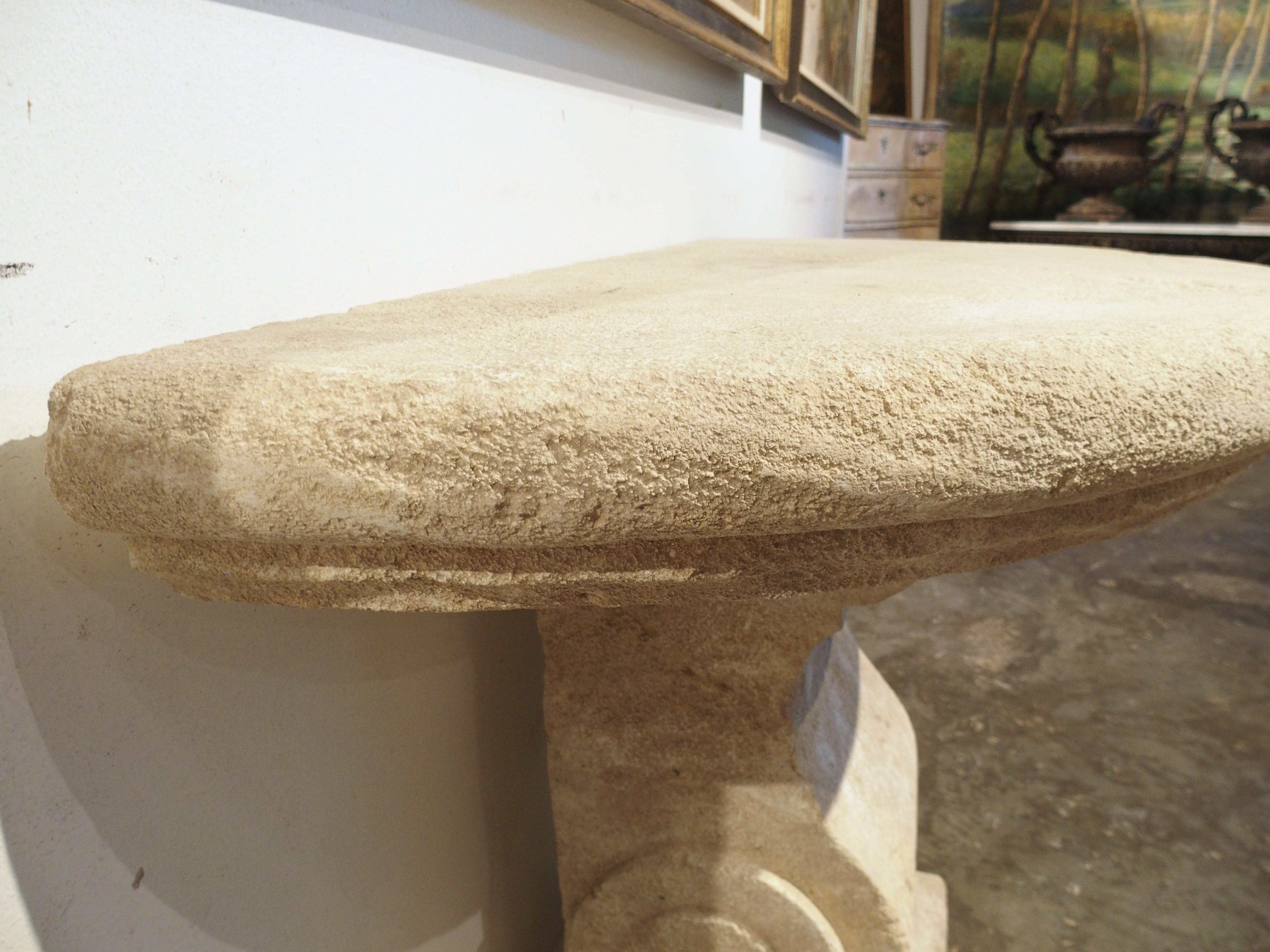 Carved Limestone Demi-Lune Console Table from the South of France For Sale 2