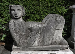 Carved limestone garden seat in Mesoamerican style