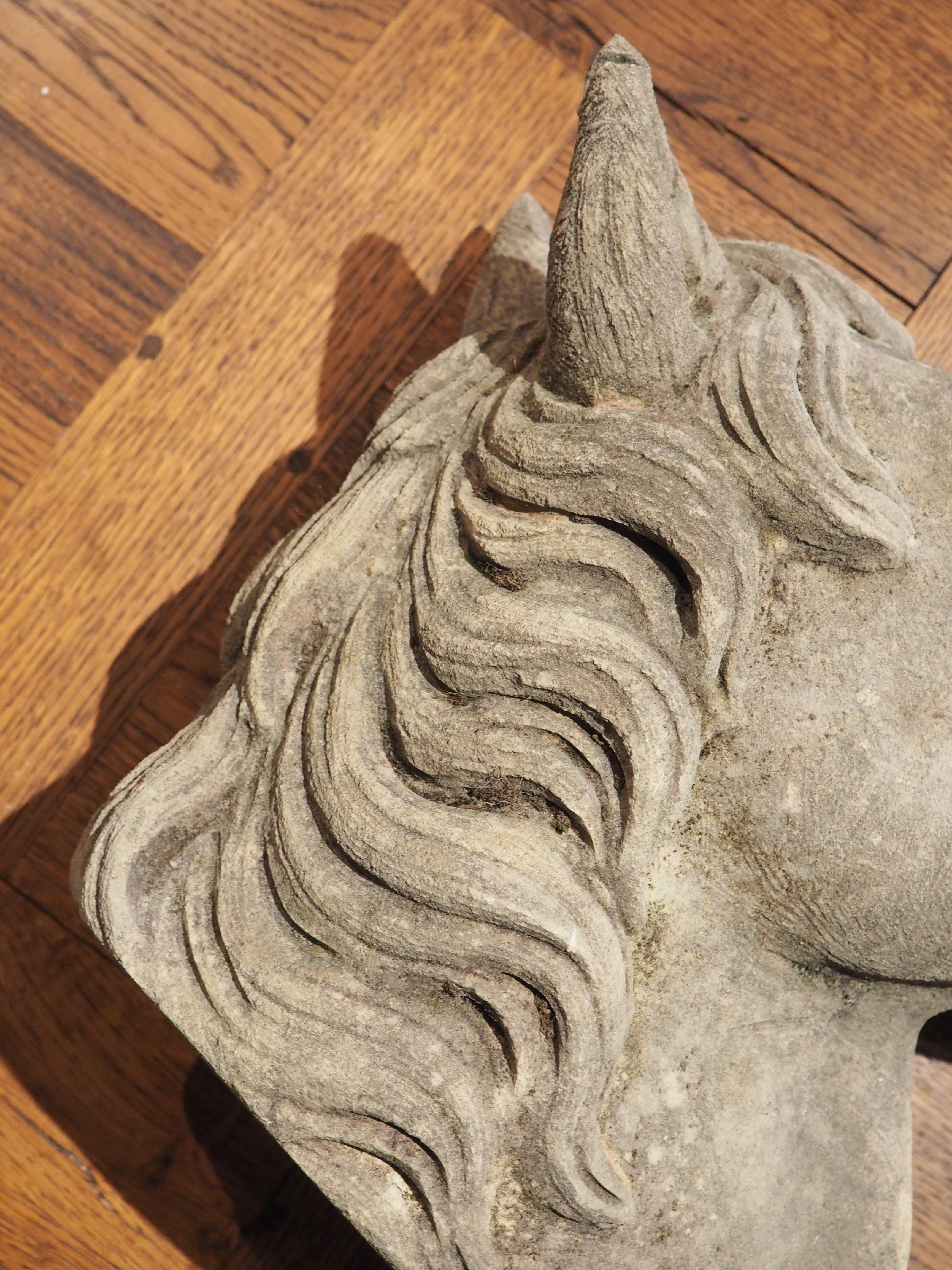 Carved Limestone Horsehead from Italy For Sale 3