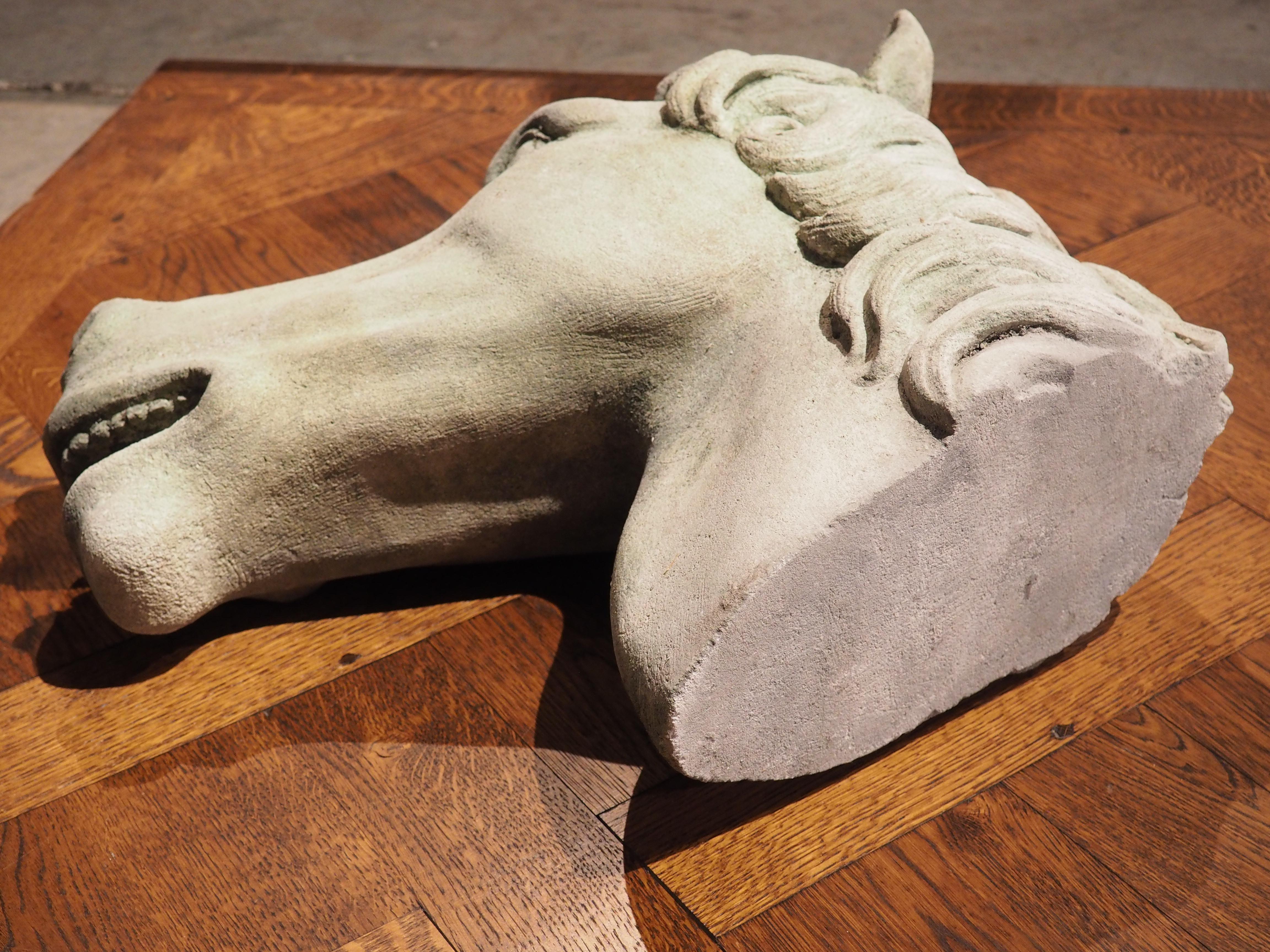 Carved Limestone Horsehead from Italy In Good Condition For Sale In Dallas, TX