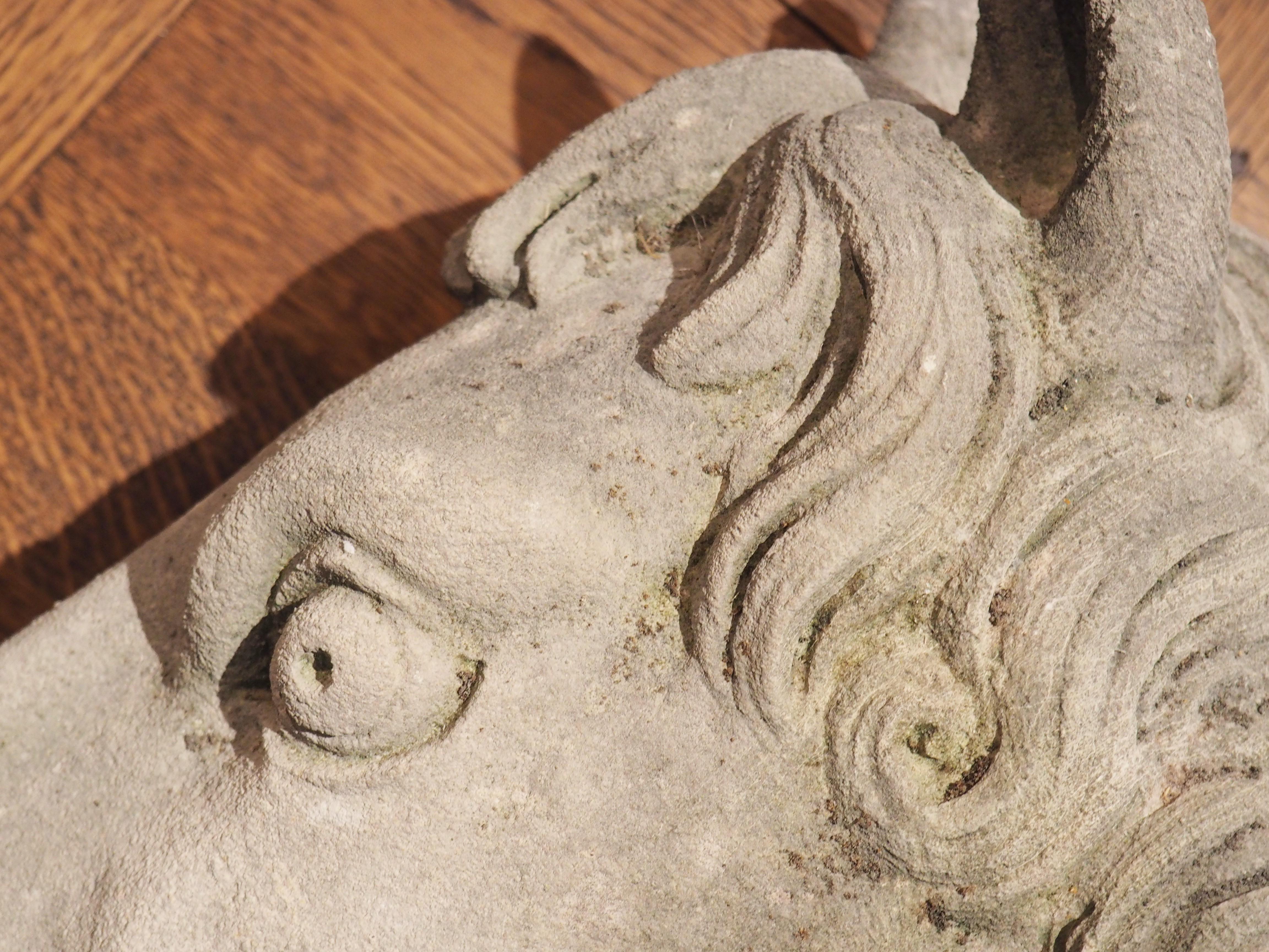 Carved Limestone Horsehead from Italy In Good Condition For Sale In Dallas, TX