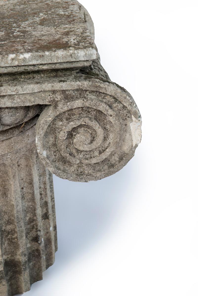 Carved Limestone Ionic Side Tables 6