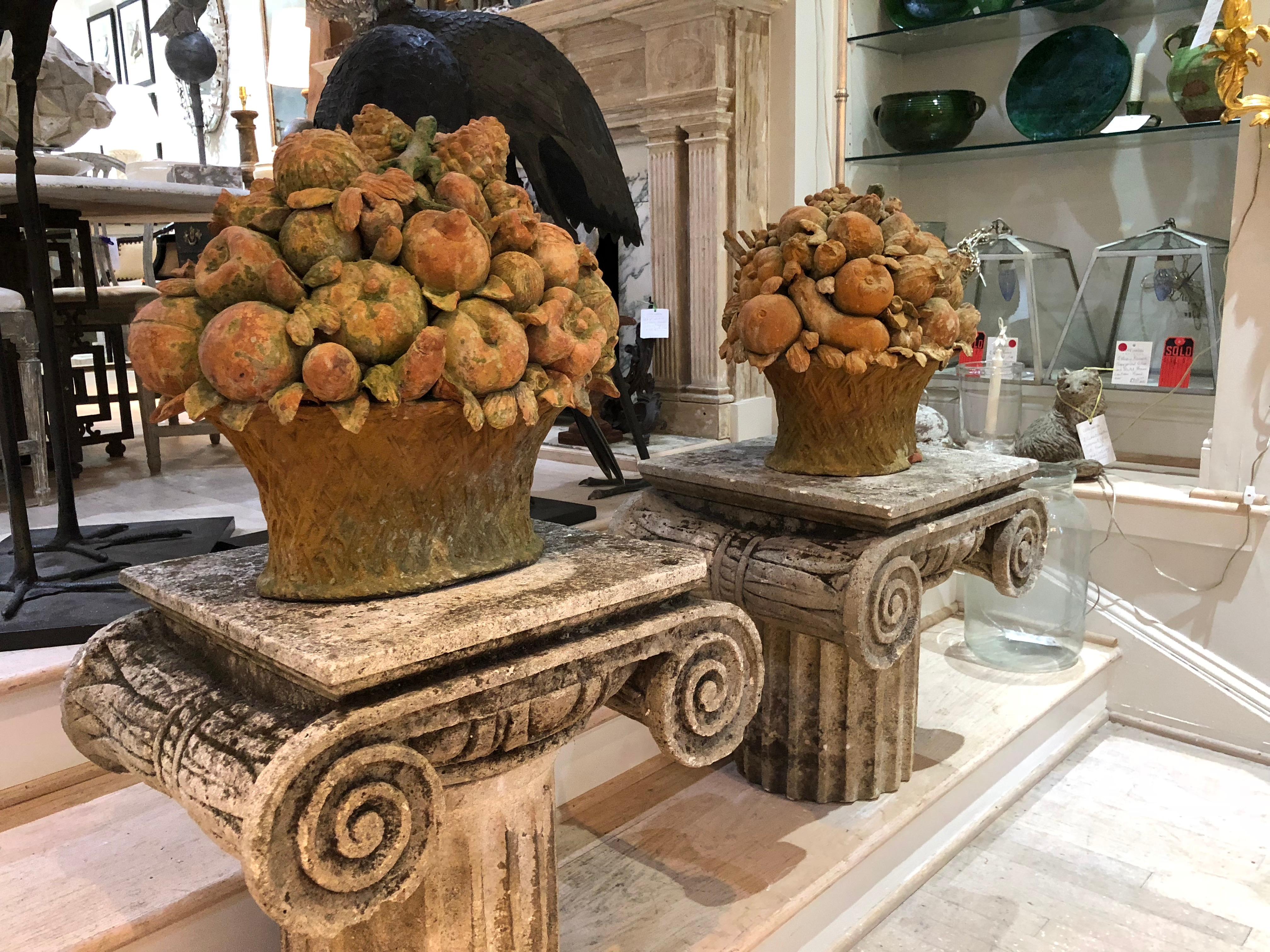 Carved Limestone Ionic Side Tables 8