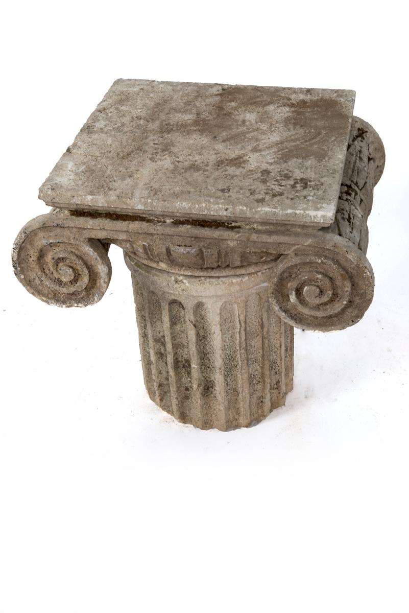 Late 19th Century Carved Limestone Ionic Side Tables