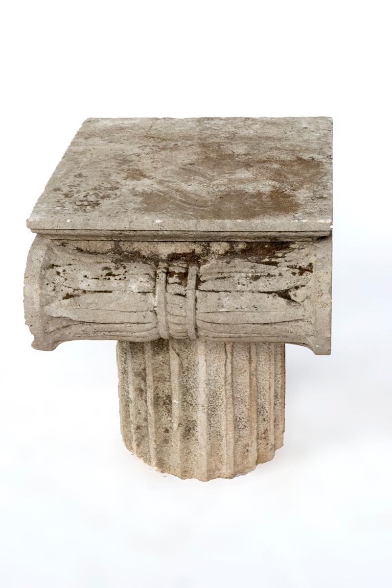 Carved Limestone Ionic Side Tables 2