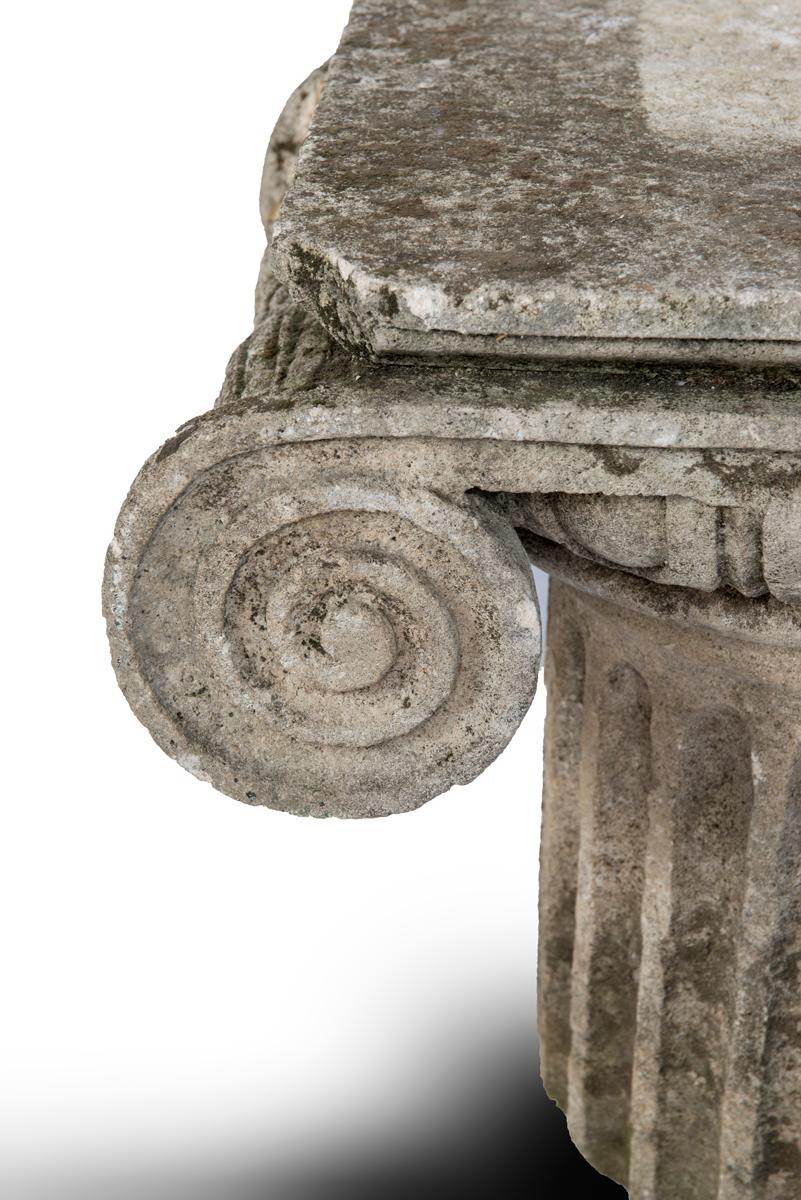 Carved Limestone Ionic Side Tables 4