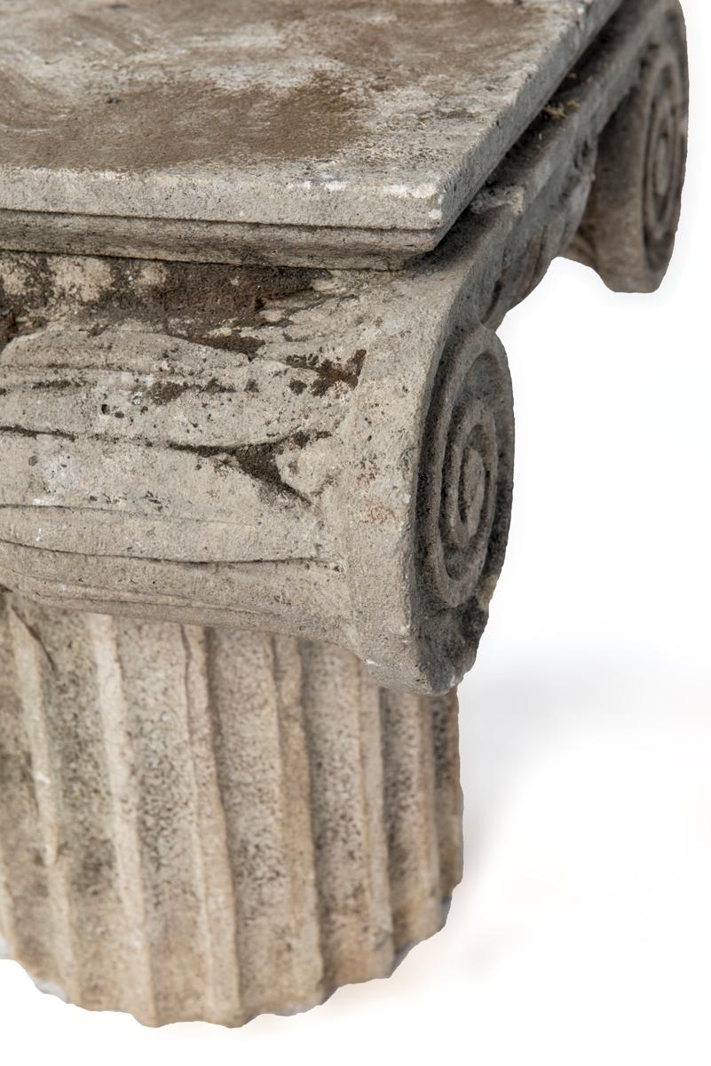 Carved Limestone Ionic Side Tables 5