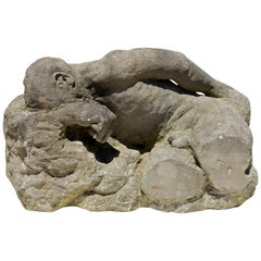 Carved Limestone Male Nude Sculpture