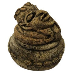 Carved Limestone Nomoli Figurative Pot from the Mende People of Sierra Leone