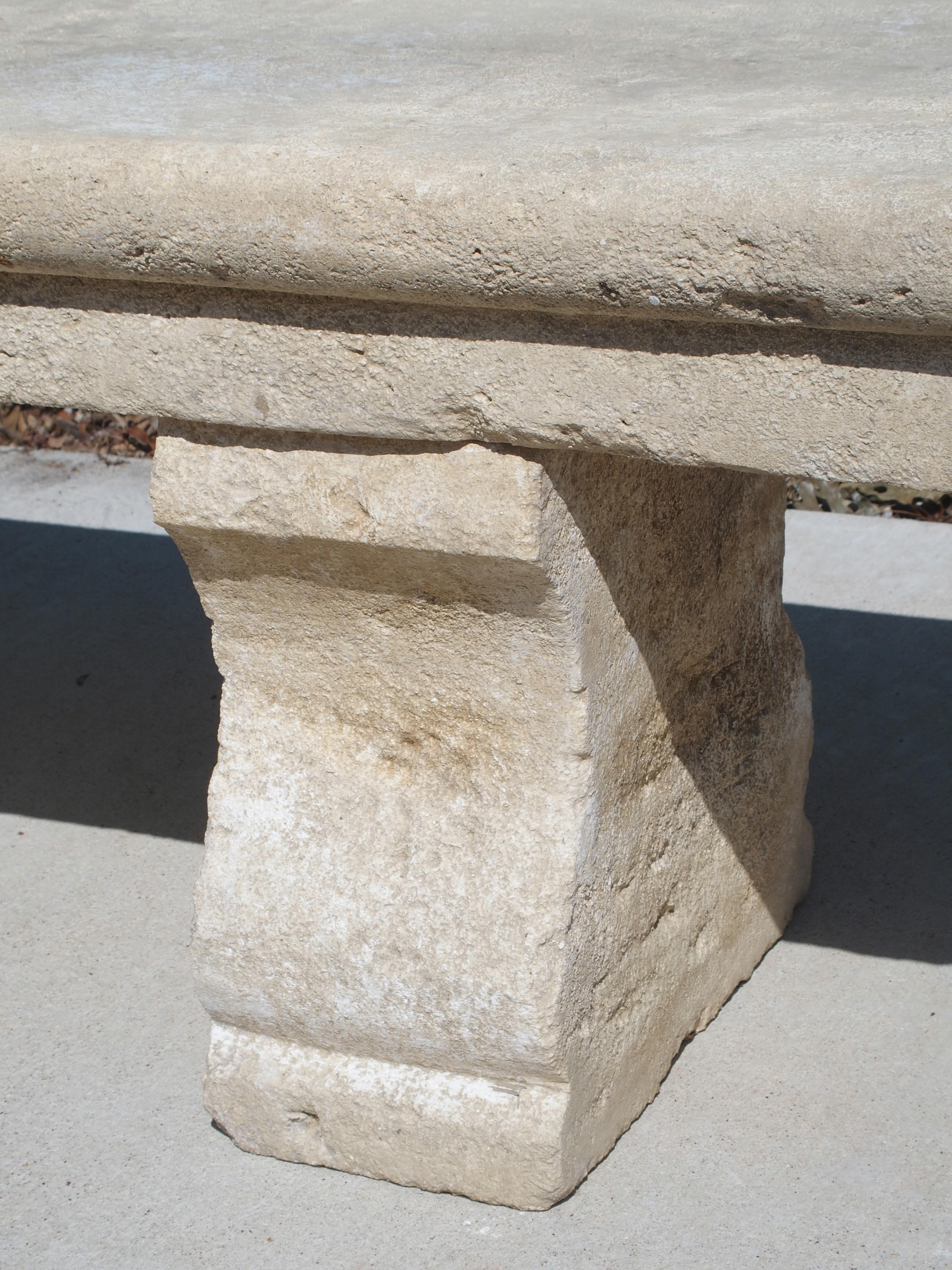 French Carved Limestone Park Bench from Provence, France