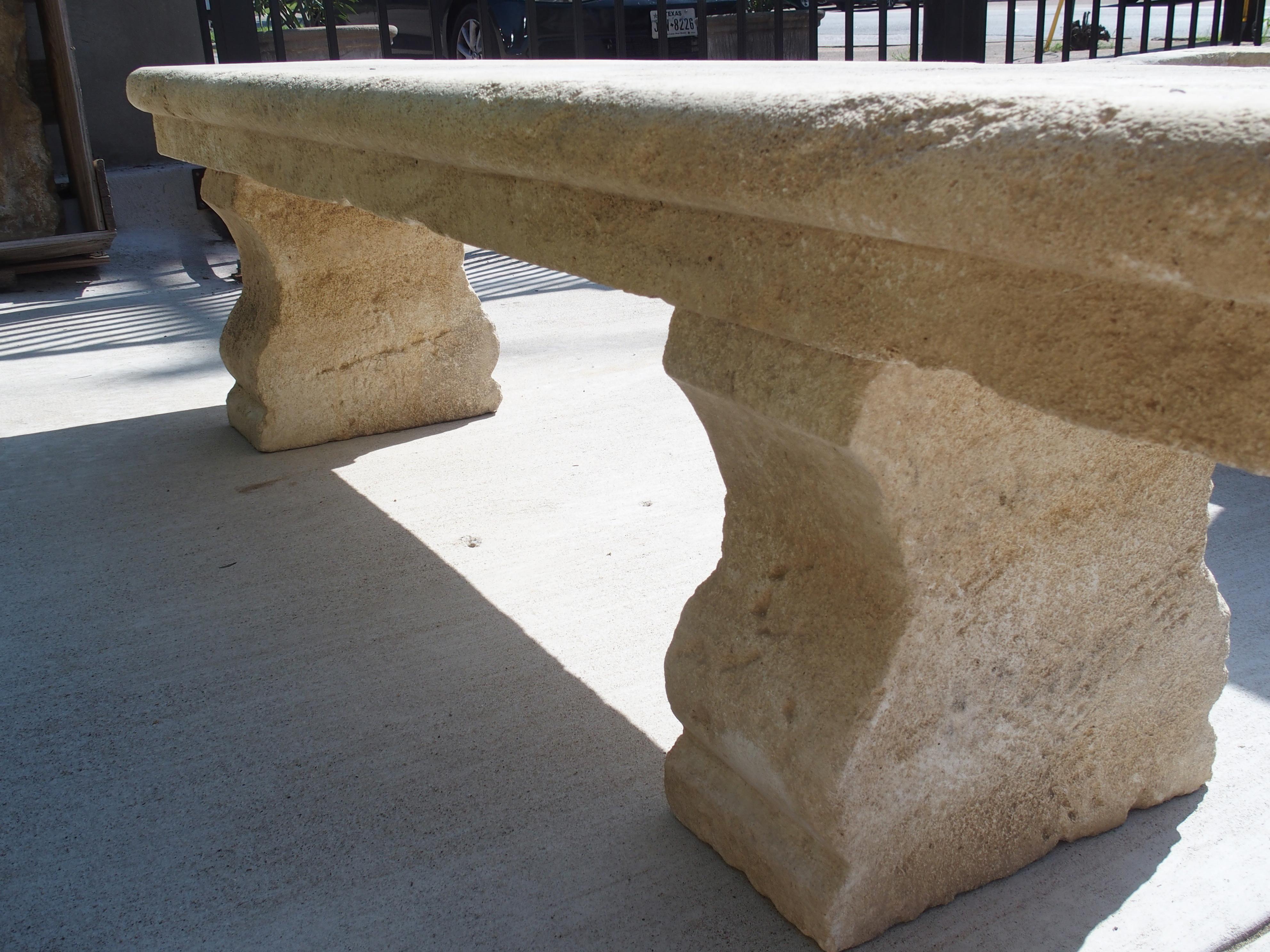 Carved Limestone Park Bench from Provence, France 2