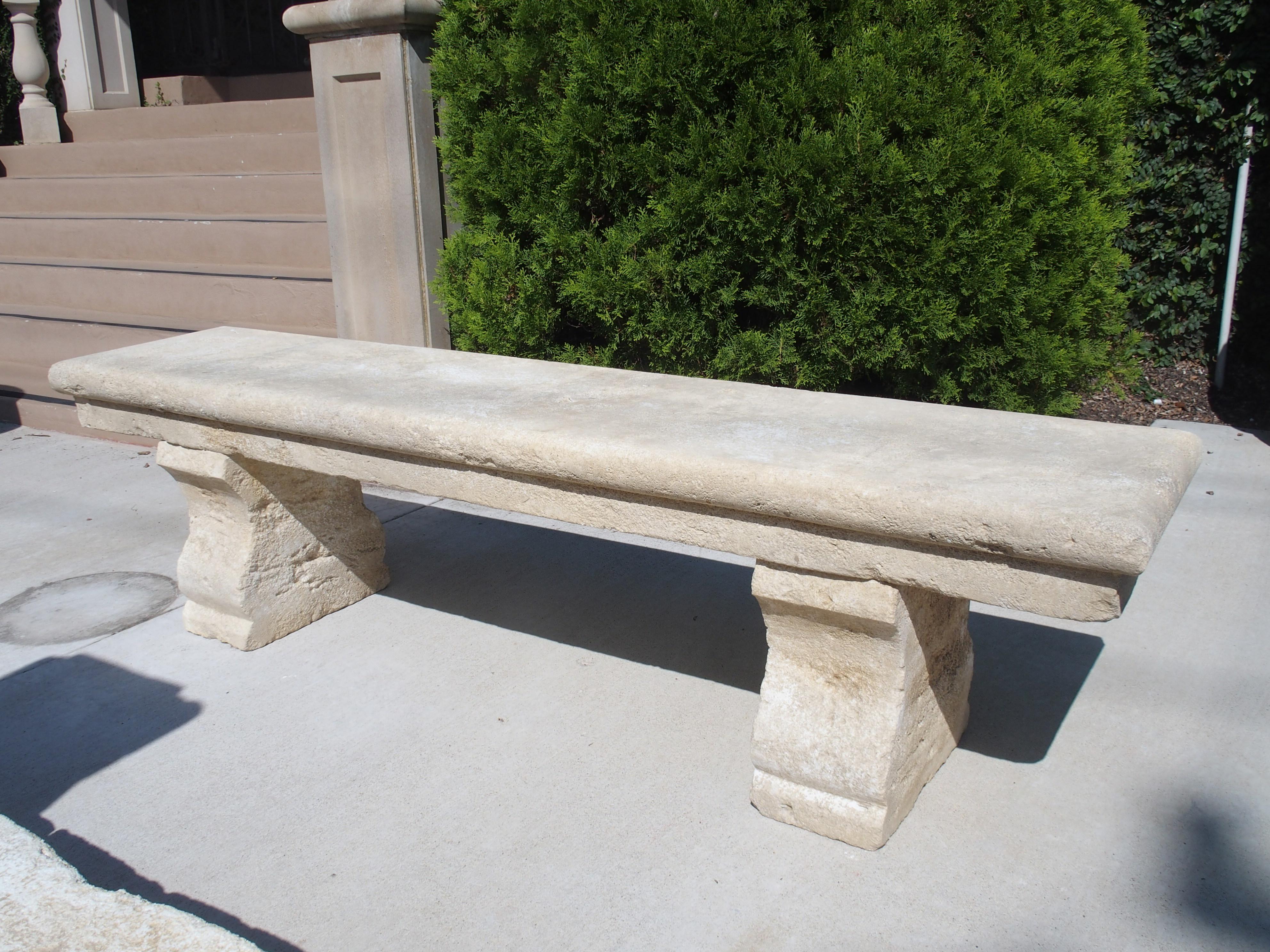 Carved Limestone Park Bench from Provence, France 3