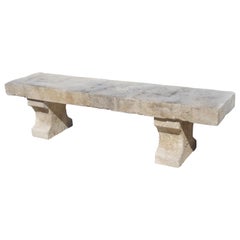 Carved Limestone Park Bench from Provence, France