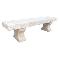 Carved Limestone Park Bench from Provence, France