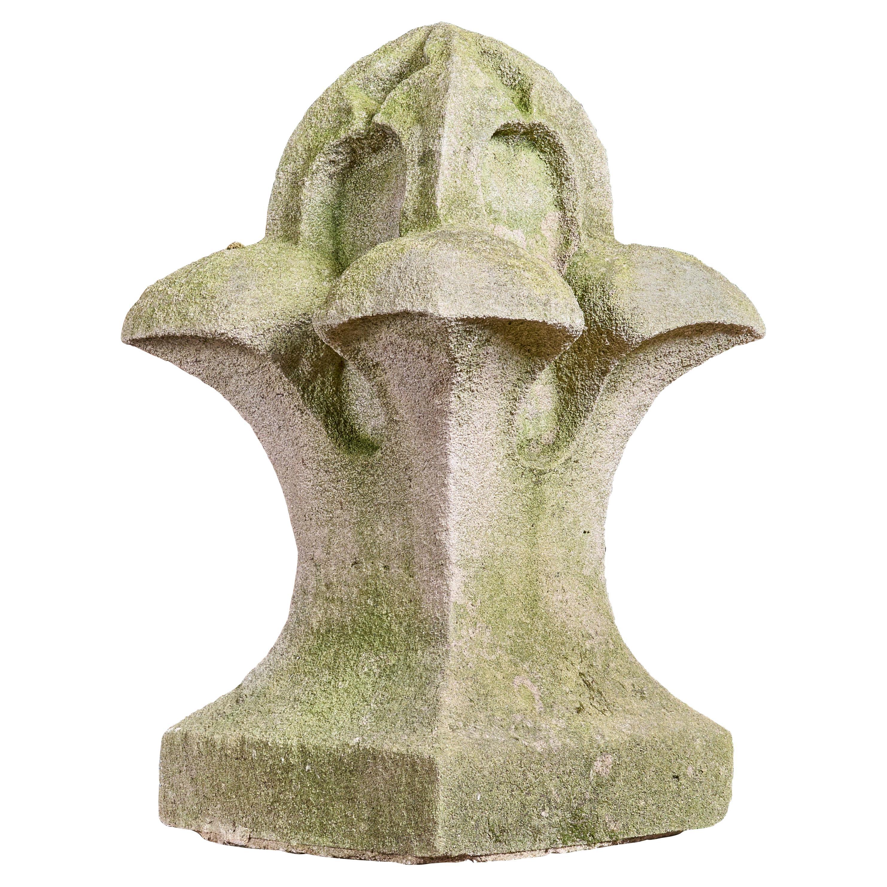 Carved Limestone Rooftop Finial