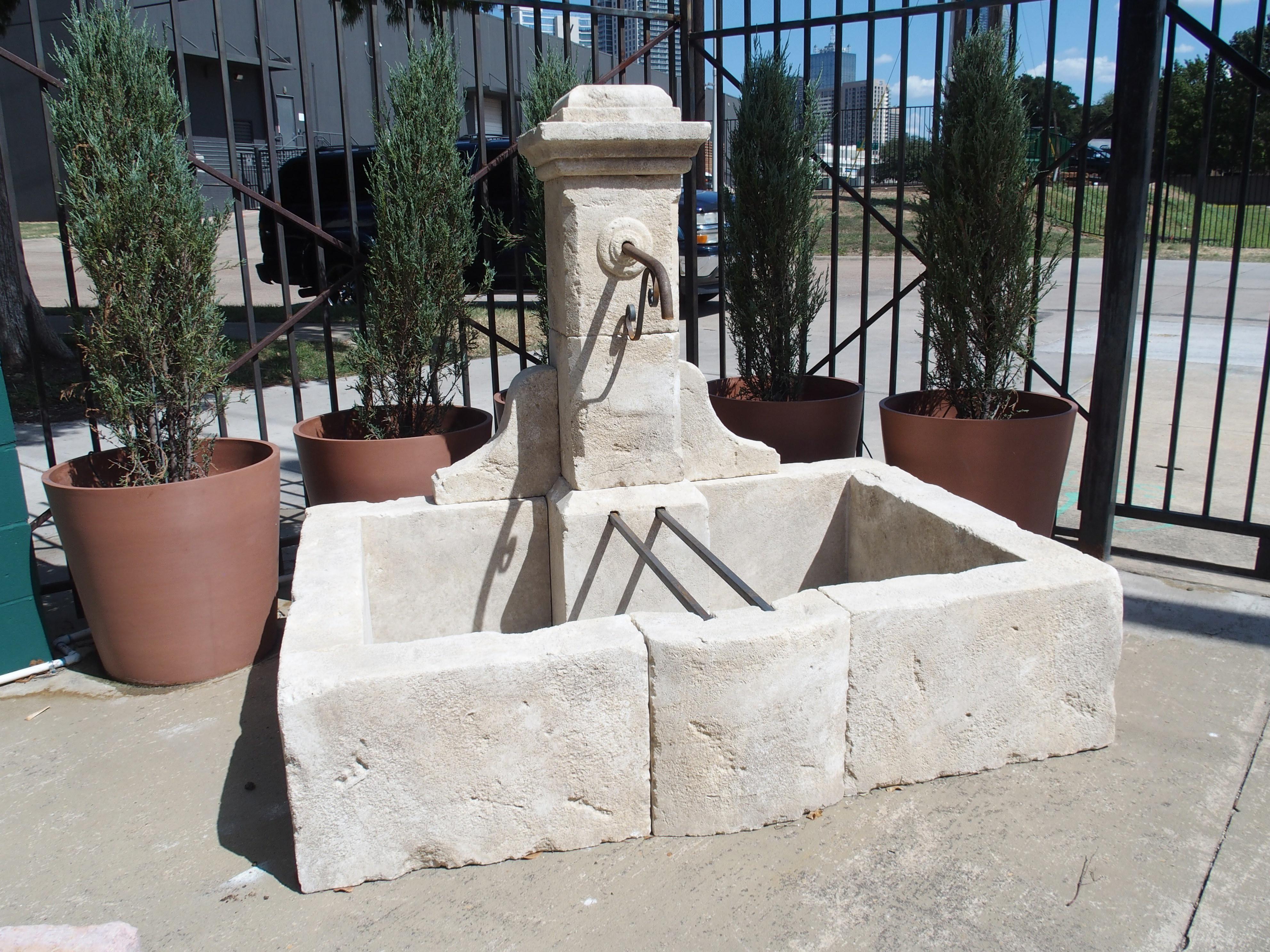 Carved Limestone Single Pillar Fountain from the South of France 3