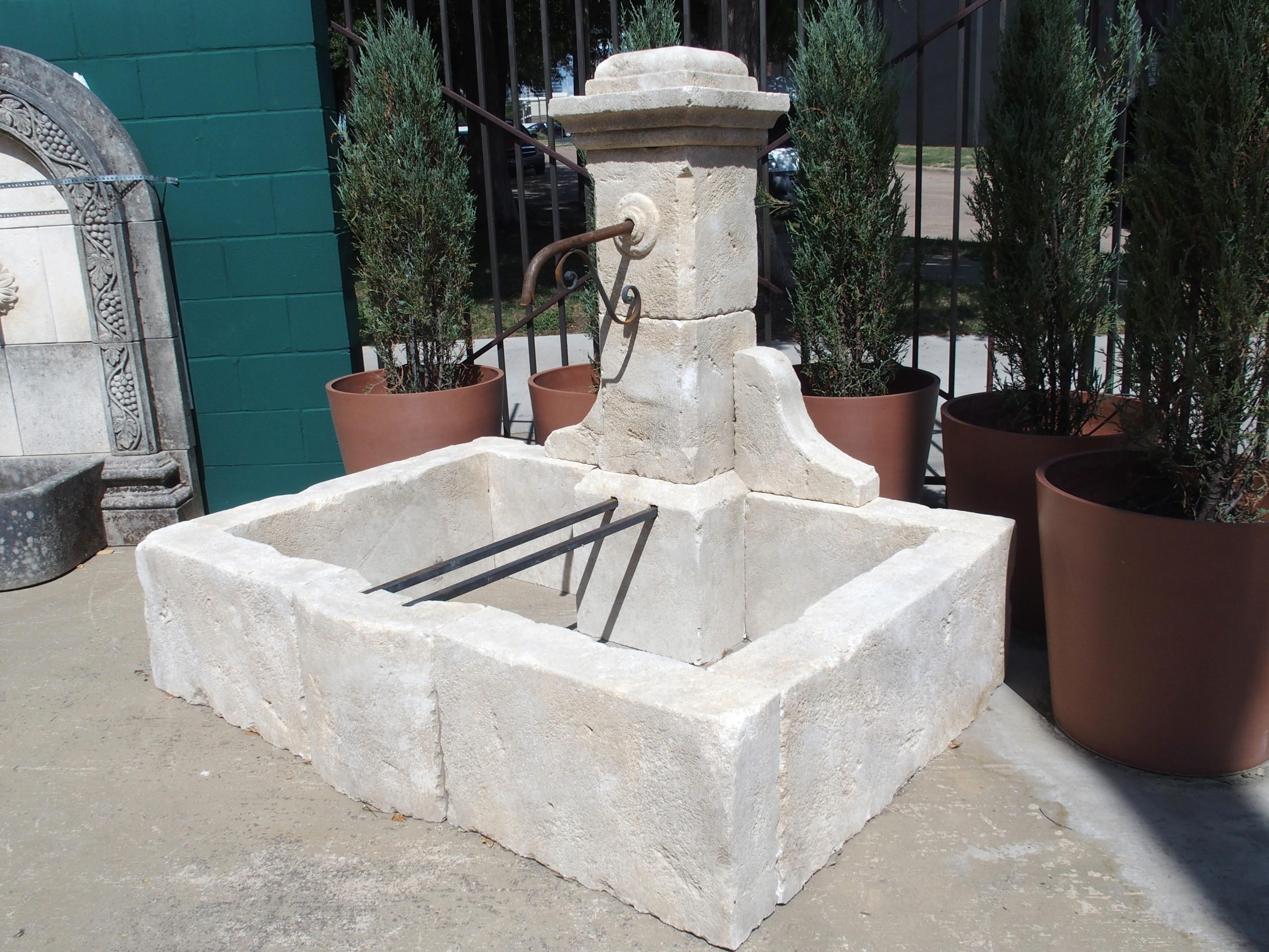 Carved Limestone Single Pillar Fountain from the South of France 5