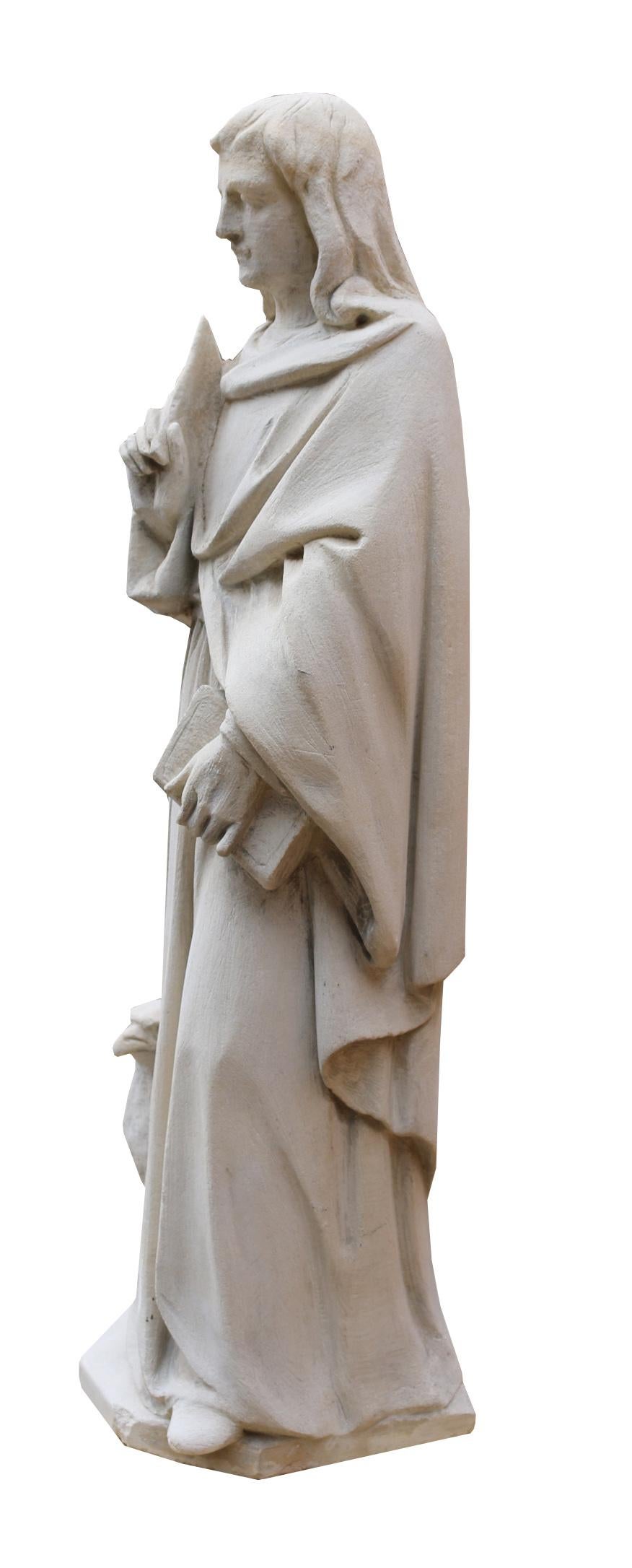 Carved Limestone Statue of a Scholar 1